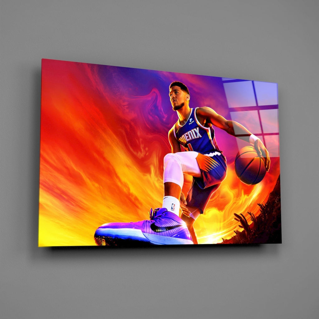 Devin Booker: Rise of the Flames Glass Wall Art || Designer Collection Insigneart USA