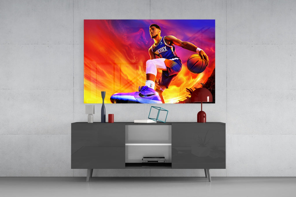 Devin Booker: Rise of the Flames Glass Wall Art || Designer Collection Insigneart USA