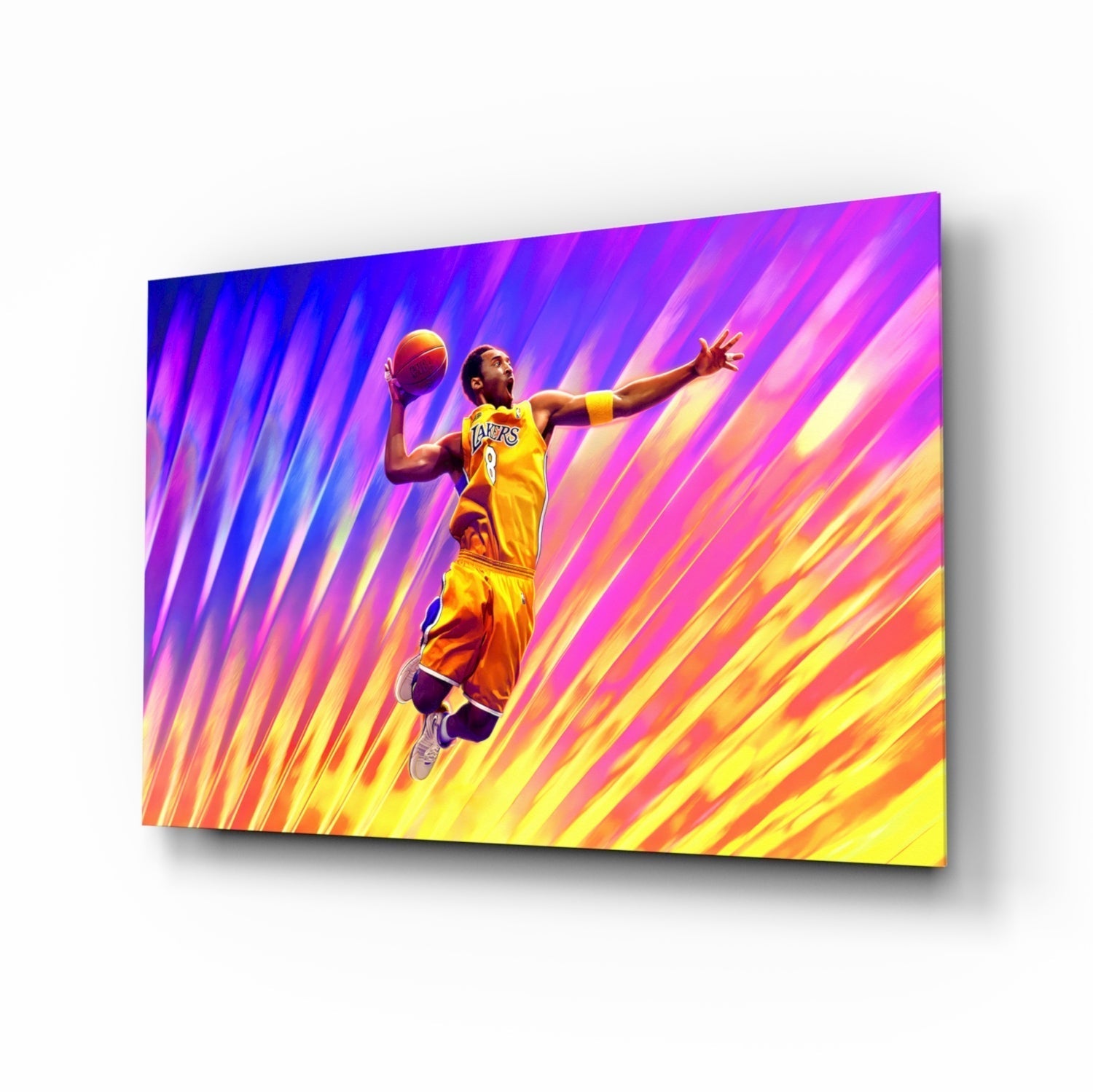 Kobe Bryant: Flight of Colors Glass Wall Art || Designer Collection Insigneart USA