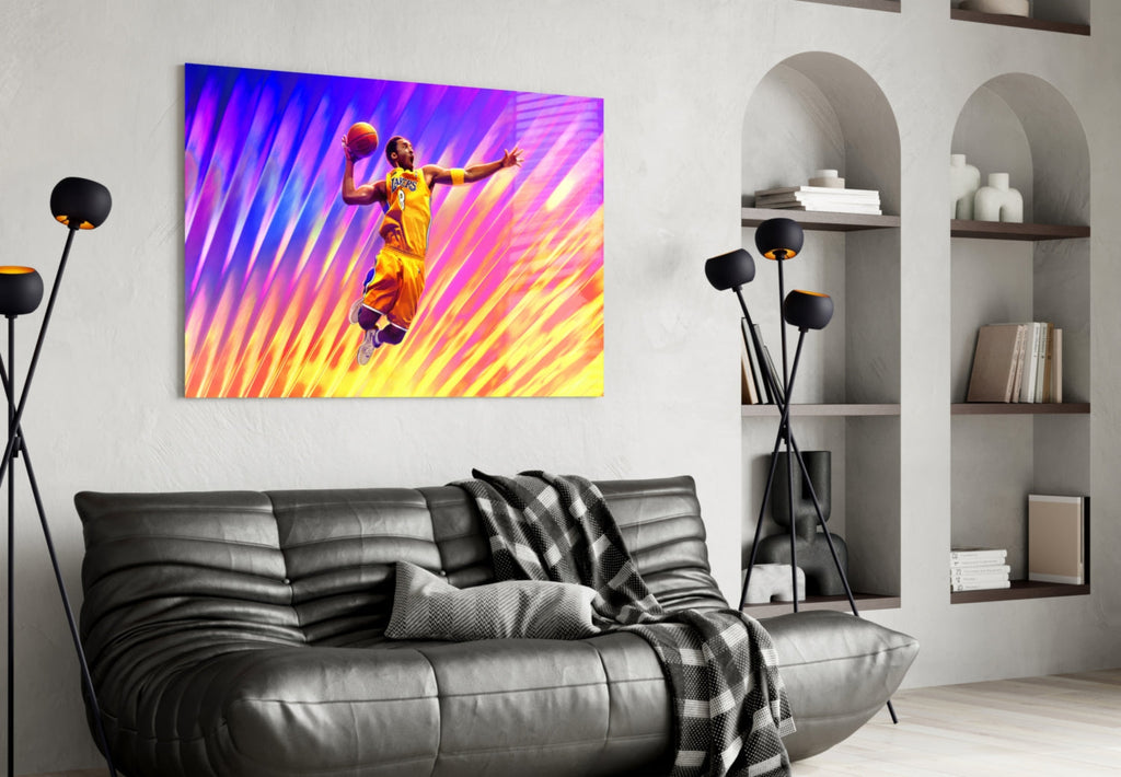 Kobe Bryant: Flight of Colors Glass Wall Art || Designer Collection Insigneart USA
