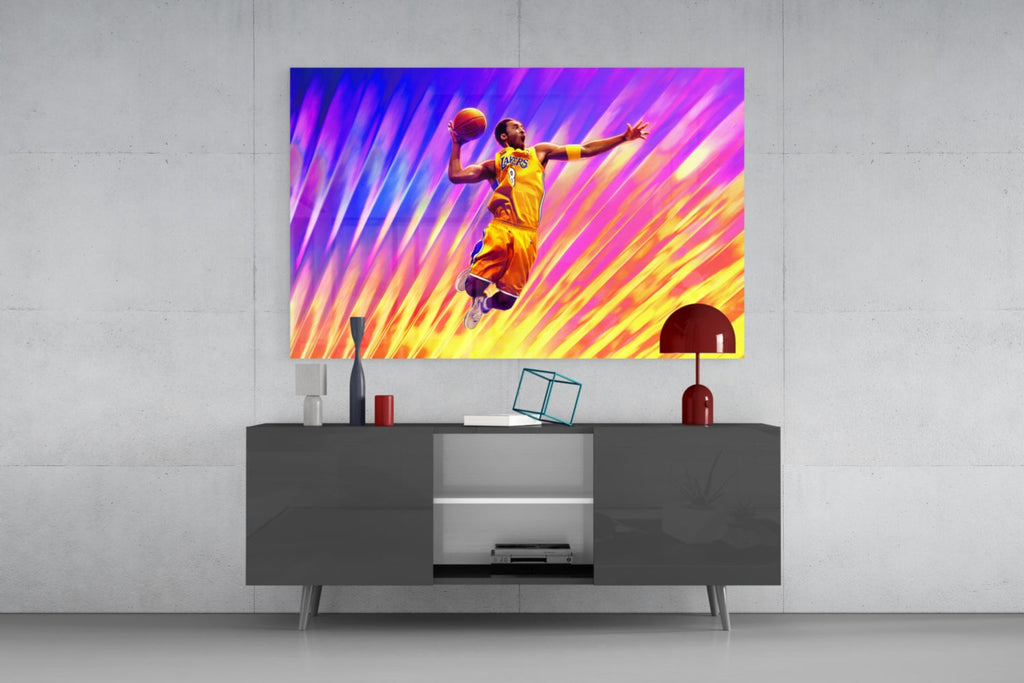 Kobe Bryant: Flight of Colors Glass Wall Art || Designer Collection Insigneart USA