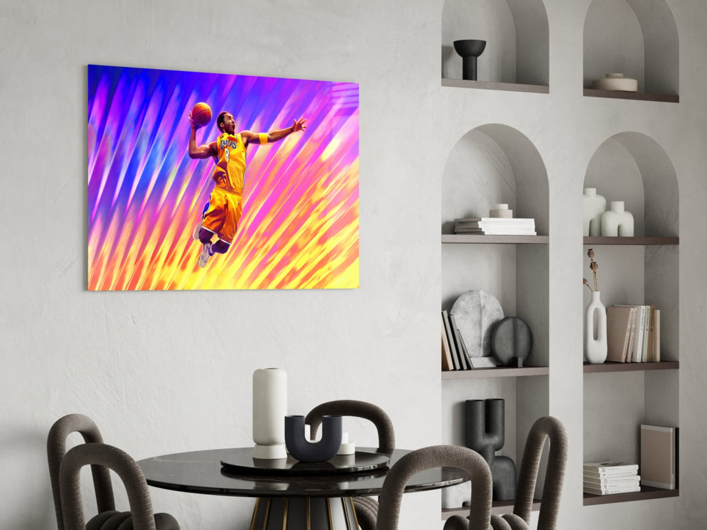 Kobe Bryant: Flight of Colors Glass Wall Art || Designer Collection Insigneart USA
