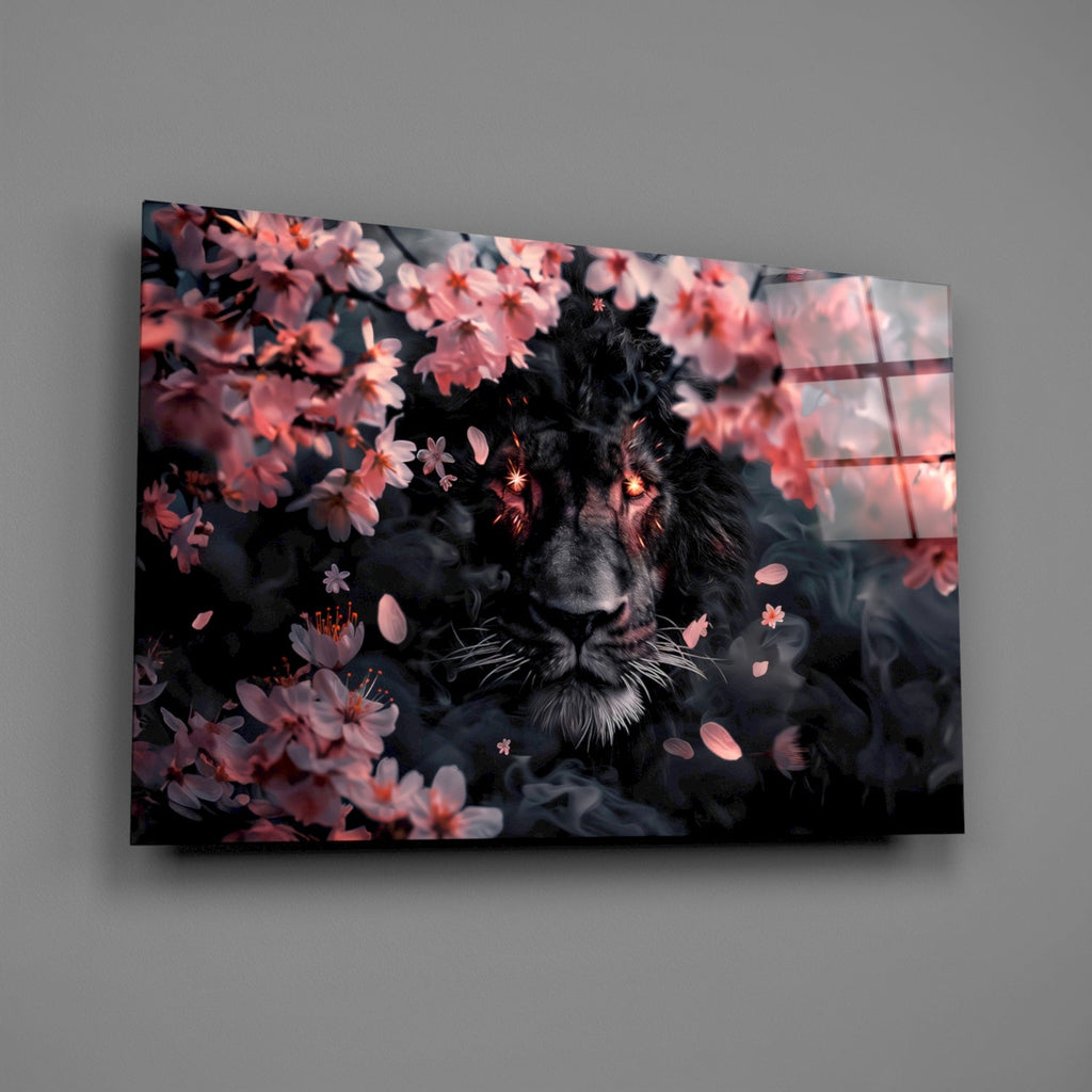 Lion of the Night Glass Wall Art || Designer Collection Insigneart USA