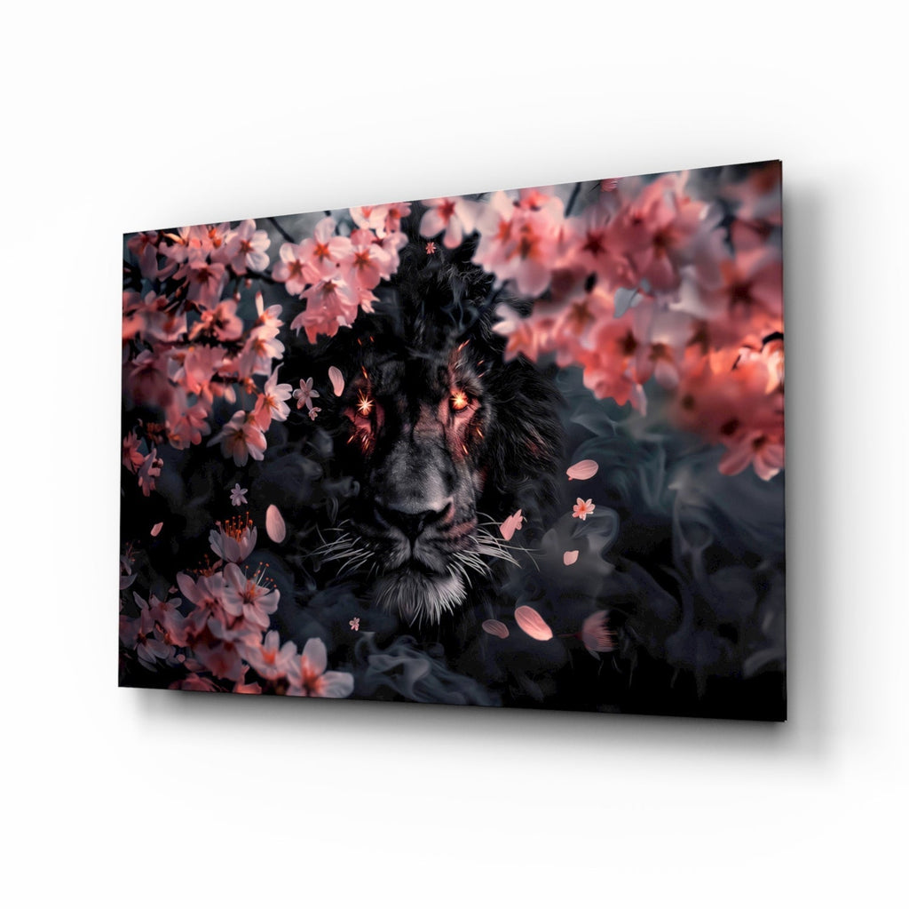 Lion of the Night Glass Wall Art || Designer Collection Insigneart USA