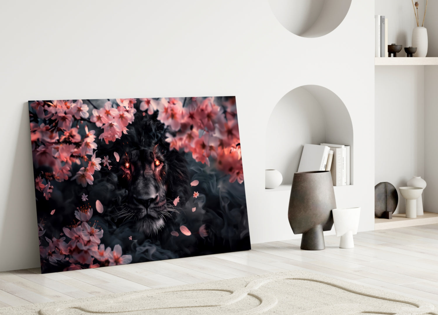 Lion of the Night Glass Wall Art || Designer Collection Insigneart USA