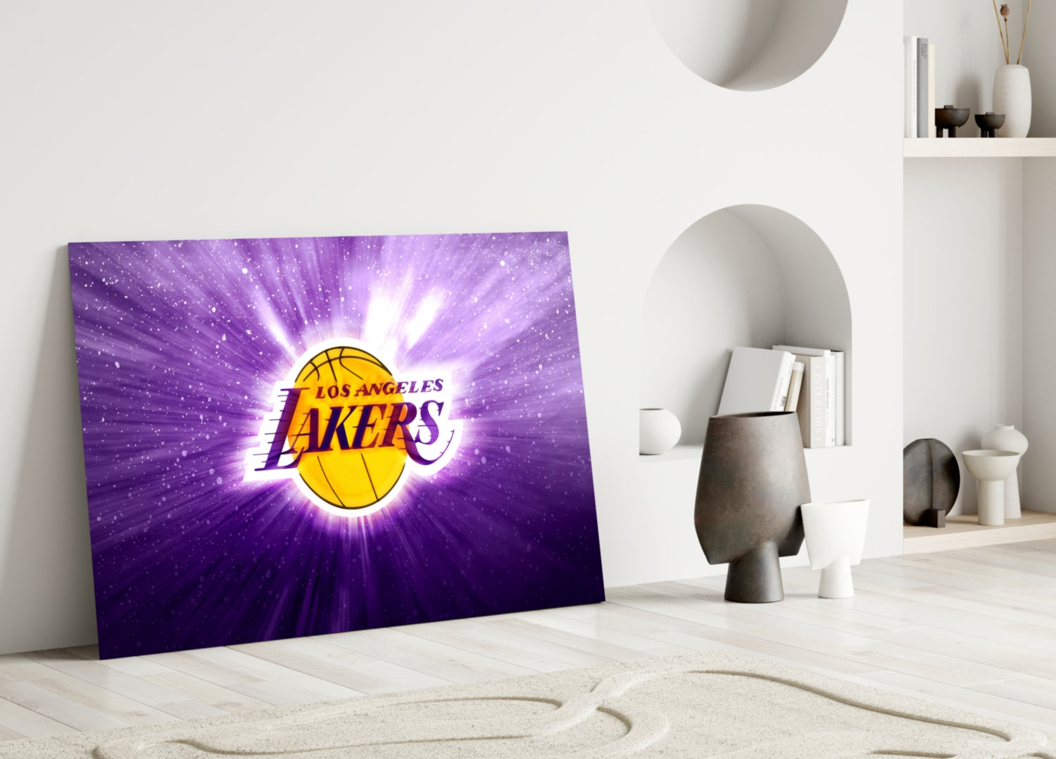Los Angeles Lakers: Purple Flash  Glass Wall Art || Designer Collection Insigneart USA
