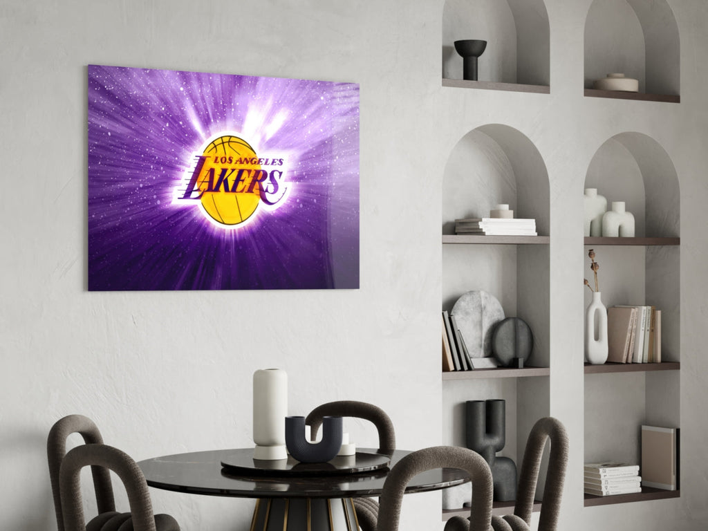 Los Angeles Lakers: Purple Flash  Glass Wall Art || Designer Collection Insigneart USA