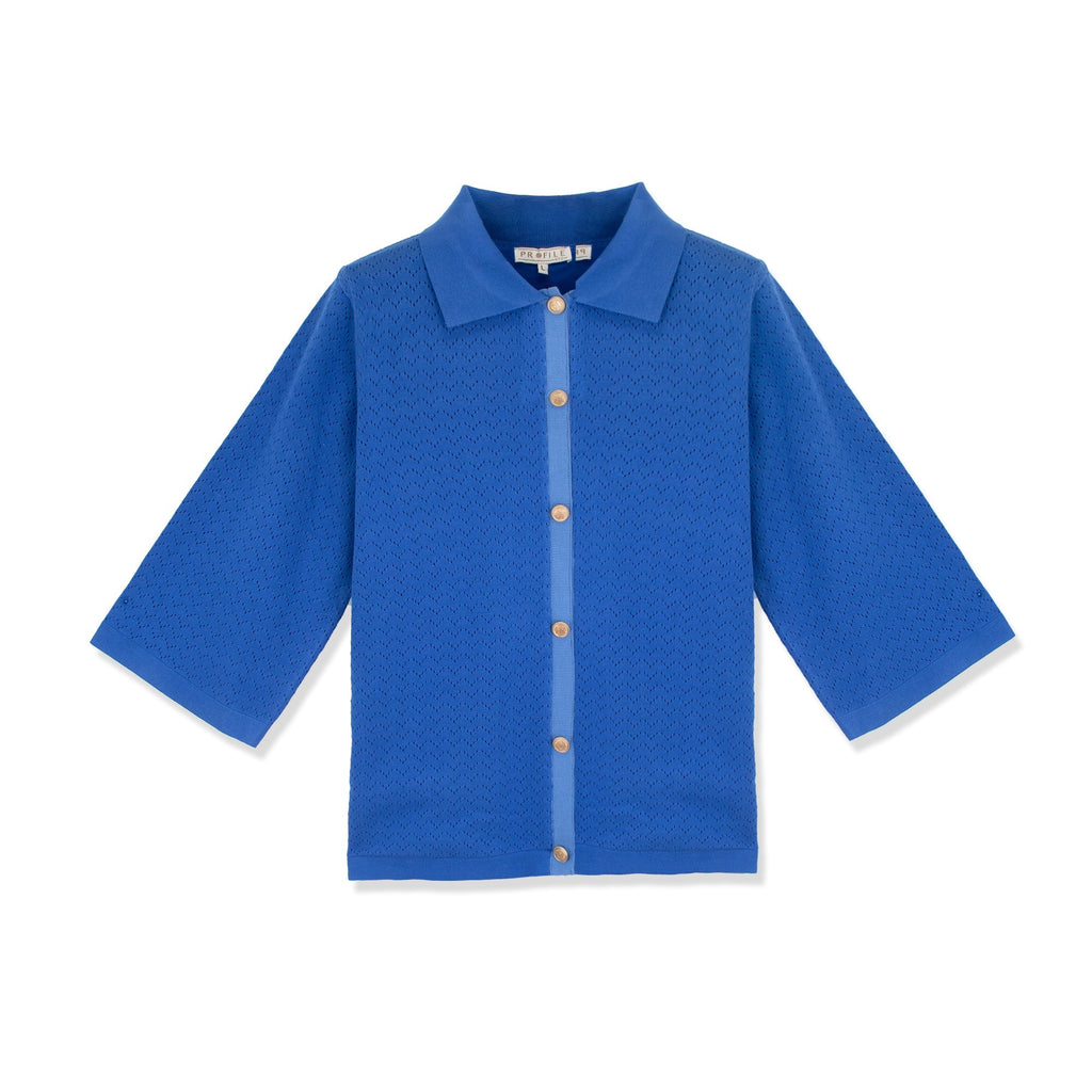 EYELET KNIT POLO profile-nyc