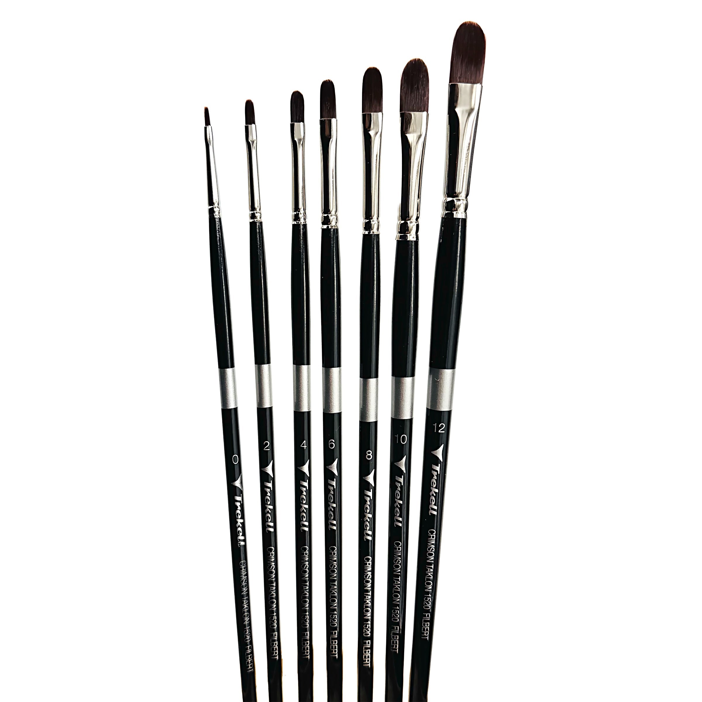 Trekell Crimson Taklon Complete Filbert Brush Set - Long Handle Trekell Art Supplies