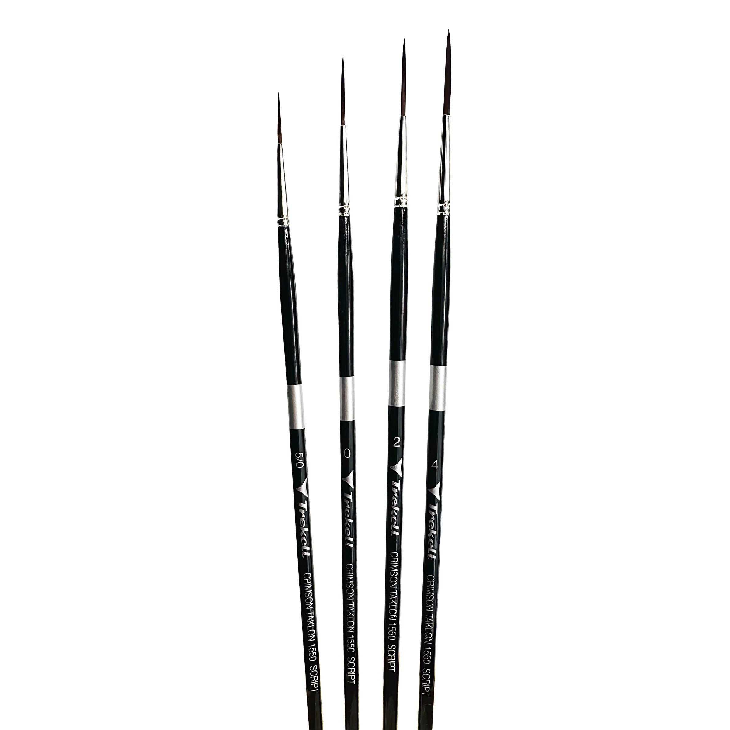 Trekell Crimson Taklon Complete Script/Rigger Brush Set - Long Handle Trekell Art Supplies