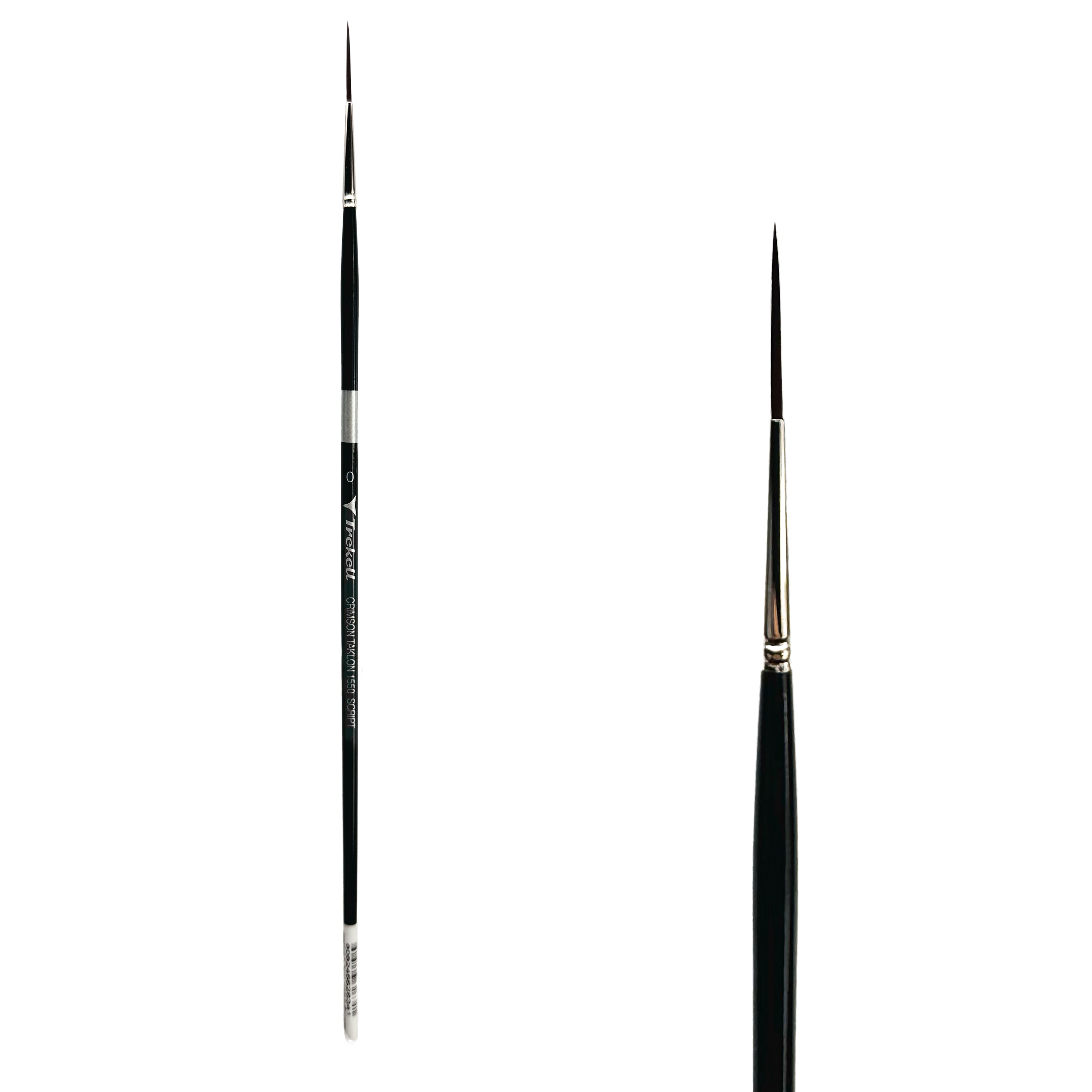 Trekell Crimson Taklon #0 Script/Rigger Brush - Long Handle Trekell Art Supplies