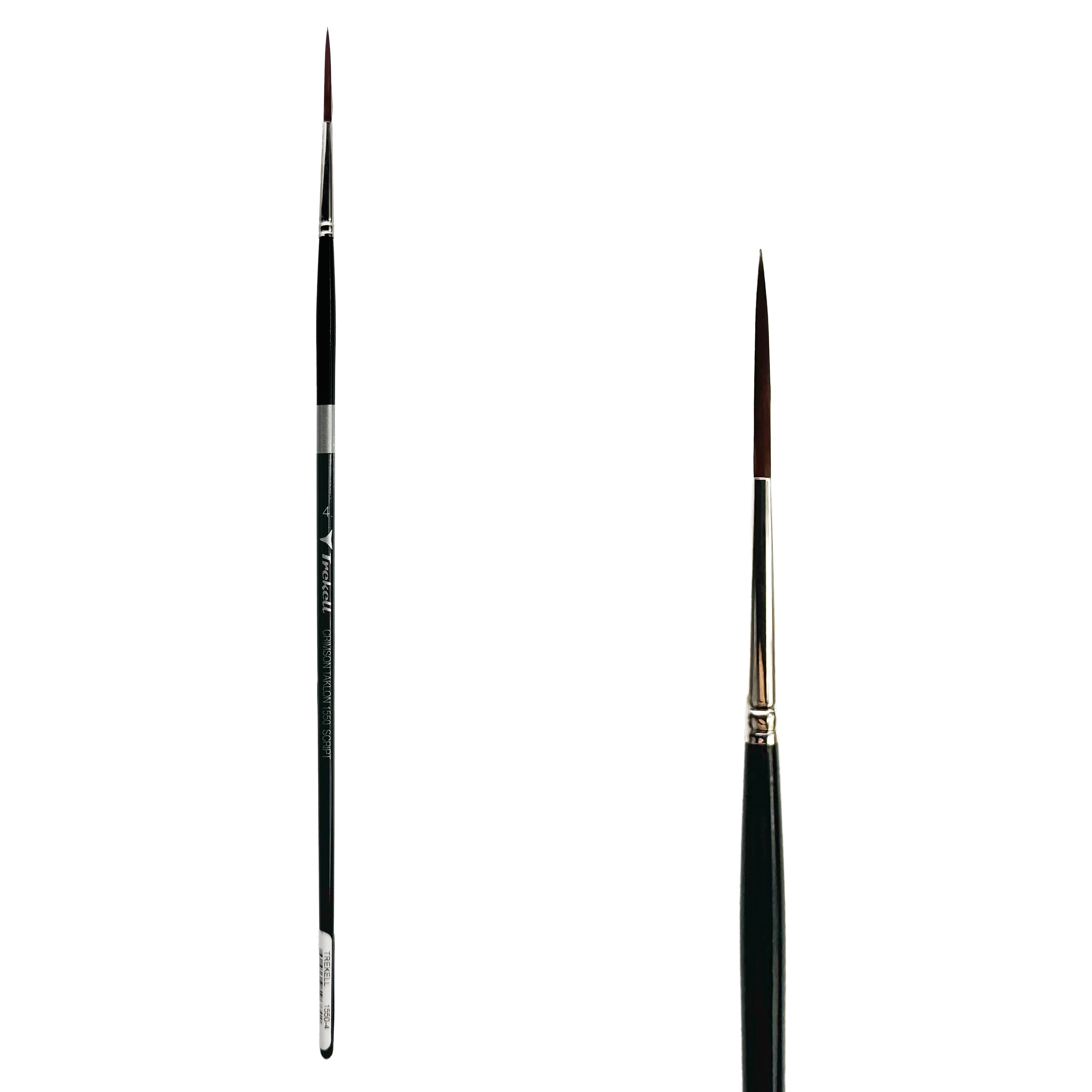 Trekell Crimson Taklon #4 Script/Rigger Brush - Long Handle Trekell Art Supplies