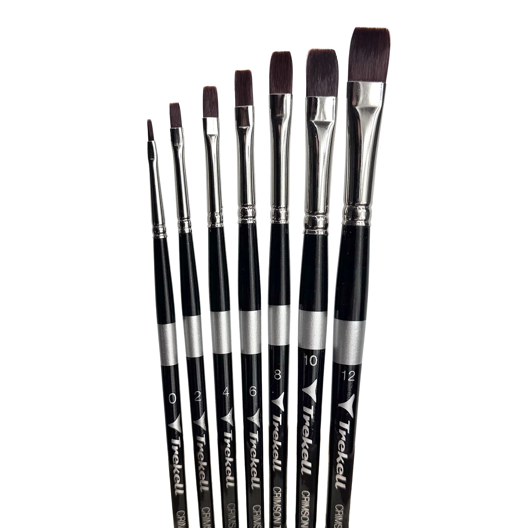 Trekell Crimson Taklon Complete Bright Brush Set - Short Handle Trekell Art Supplies