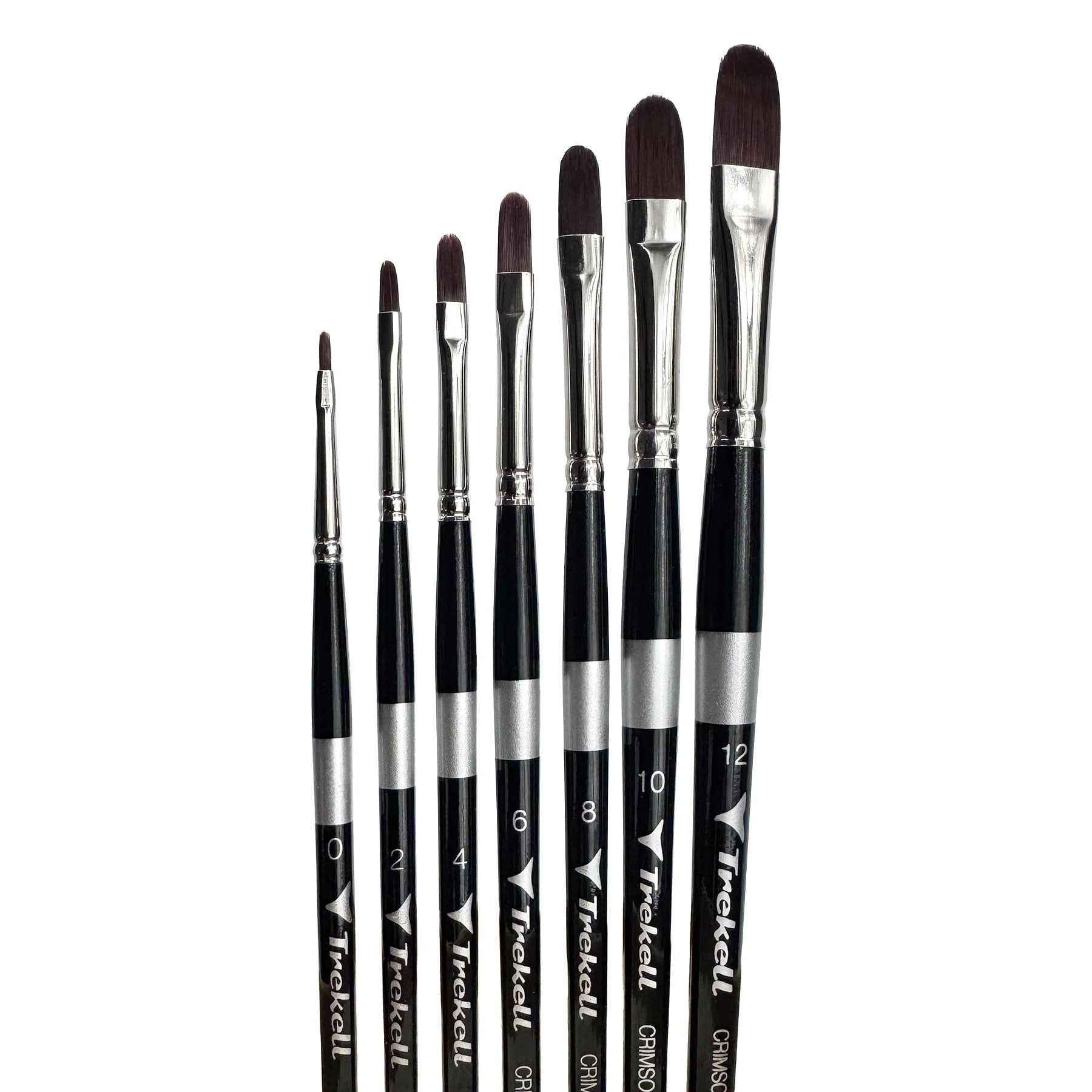 Trekell Crimson Taklon Complete Filbert Brush Set - Short Handle Trekell Art Supplies