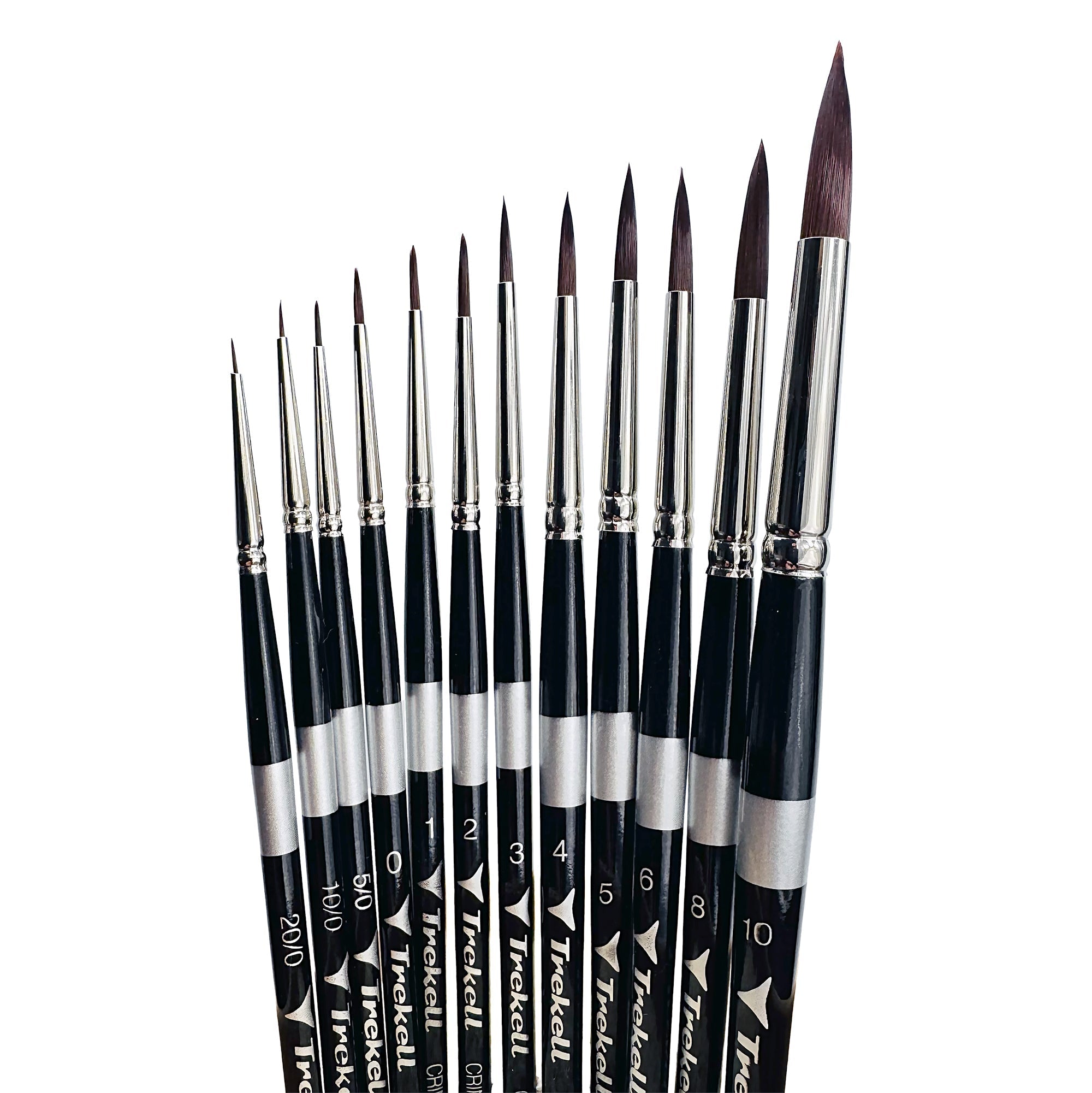 Trekell Crimson Taklon Complete Round Brush Set - Short Handle Trekell Art Supplies