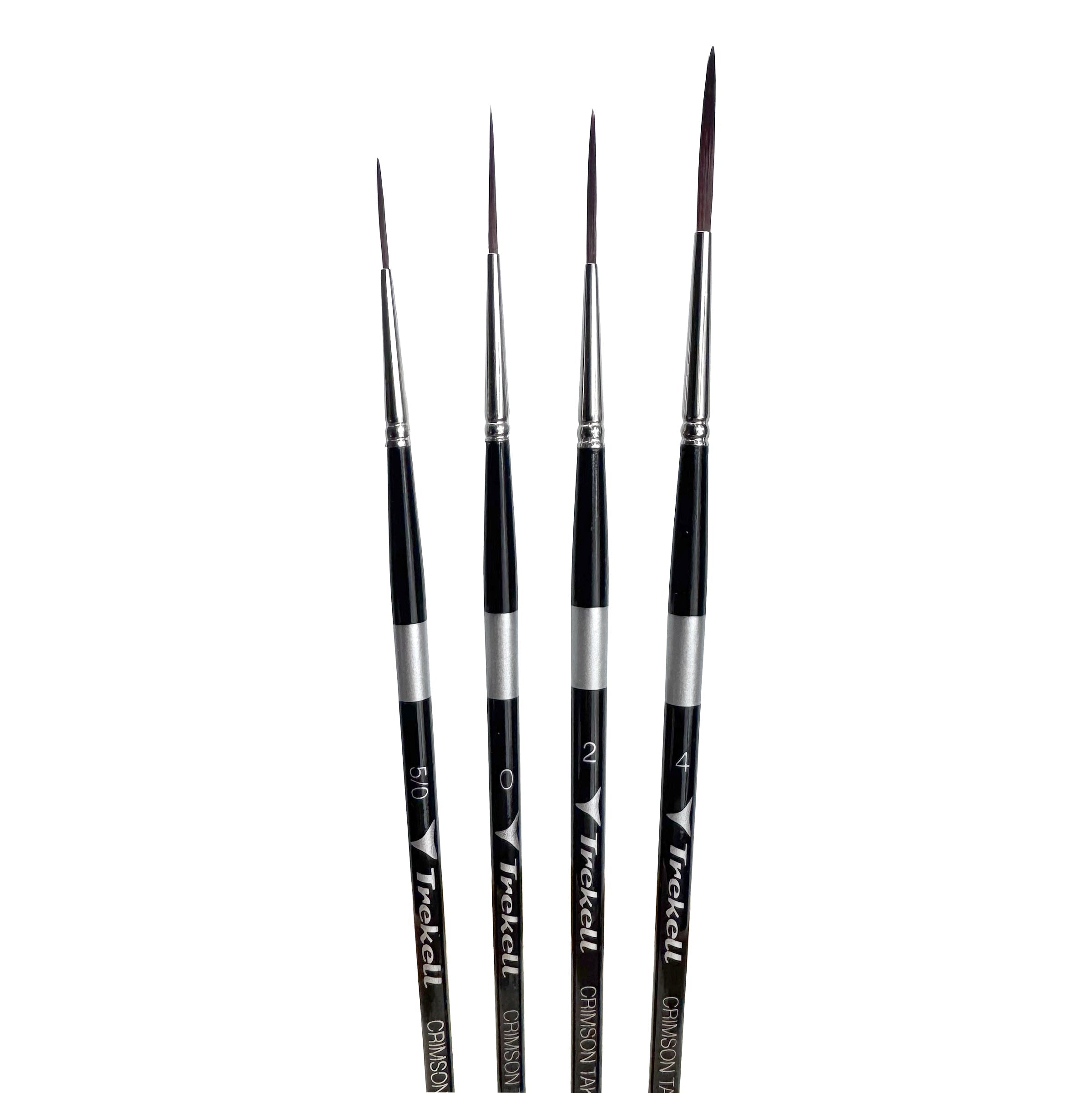 Trekell Crimson Taklon Complete Script/Rigger Brush Set - Short Handle Trekell Art Supplies