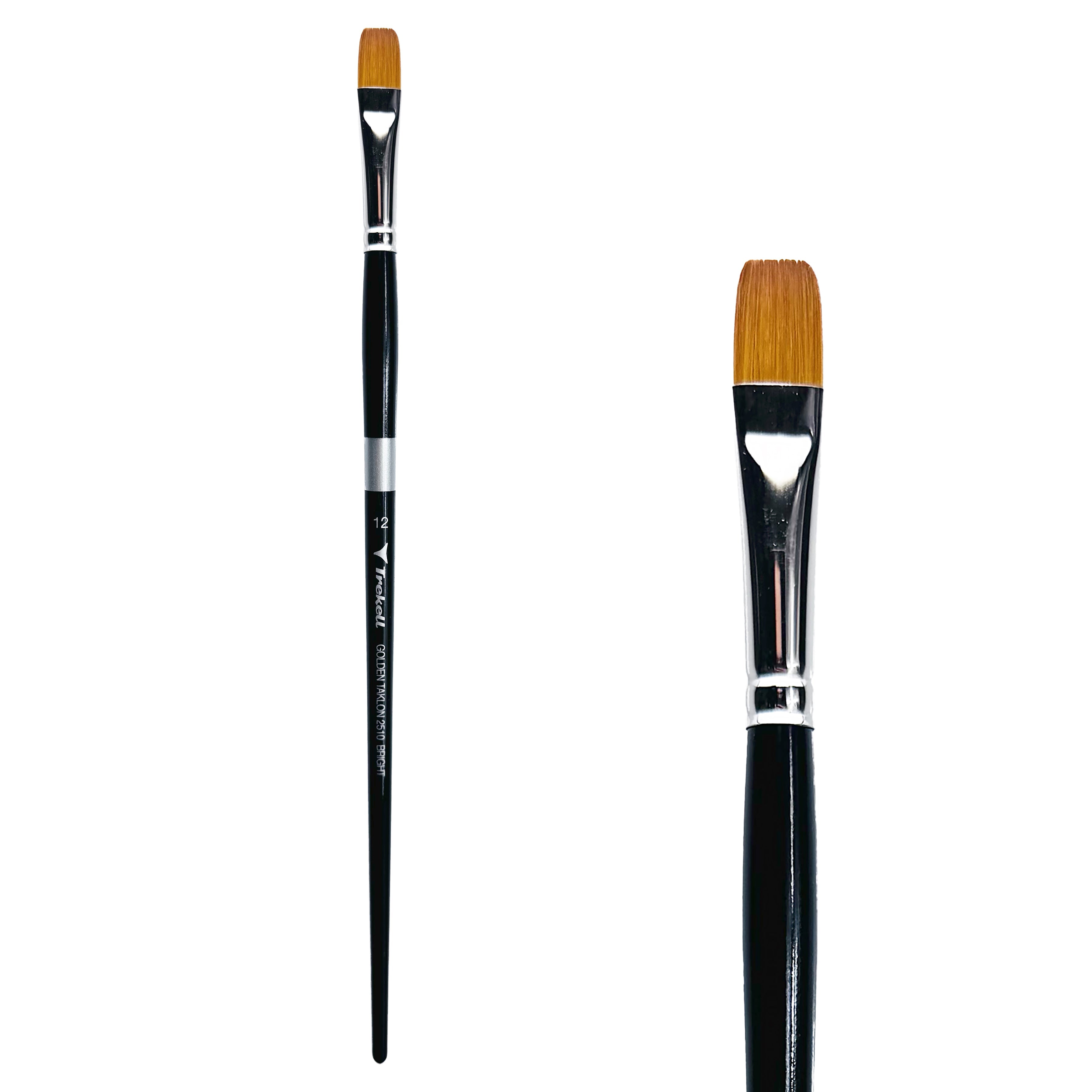 Trekell Golden Taklon #12 Bright Brush -  Long Handle Trekell Art Supplies
