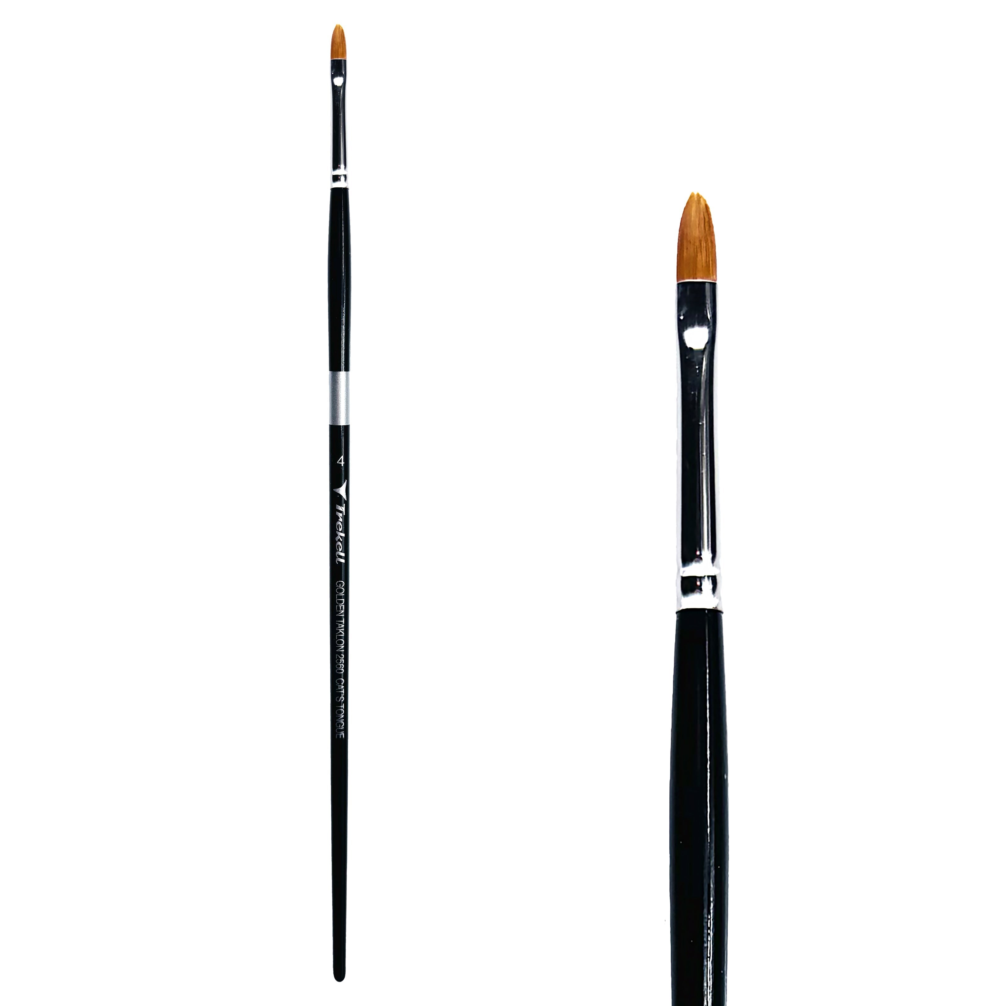 Trekell Golden Taklon #4 Cat's Tongue Brush -  Long Handle Trekell Art Supplies