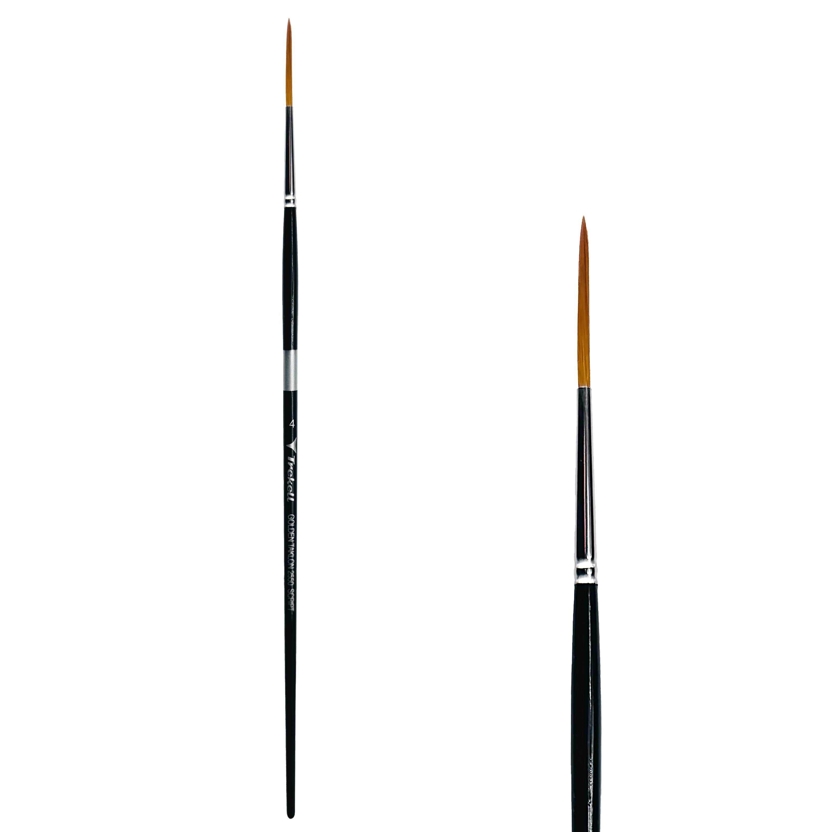 Trekell Golden Taklon #4 Script/Rigger Brush -  Long Handle Trekell Art Supplies