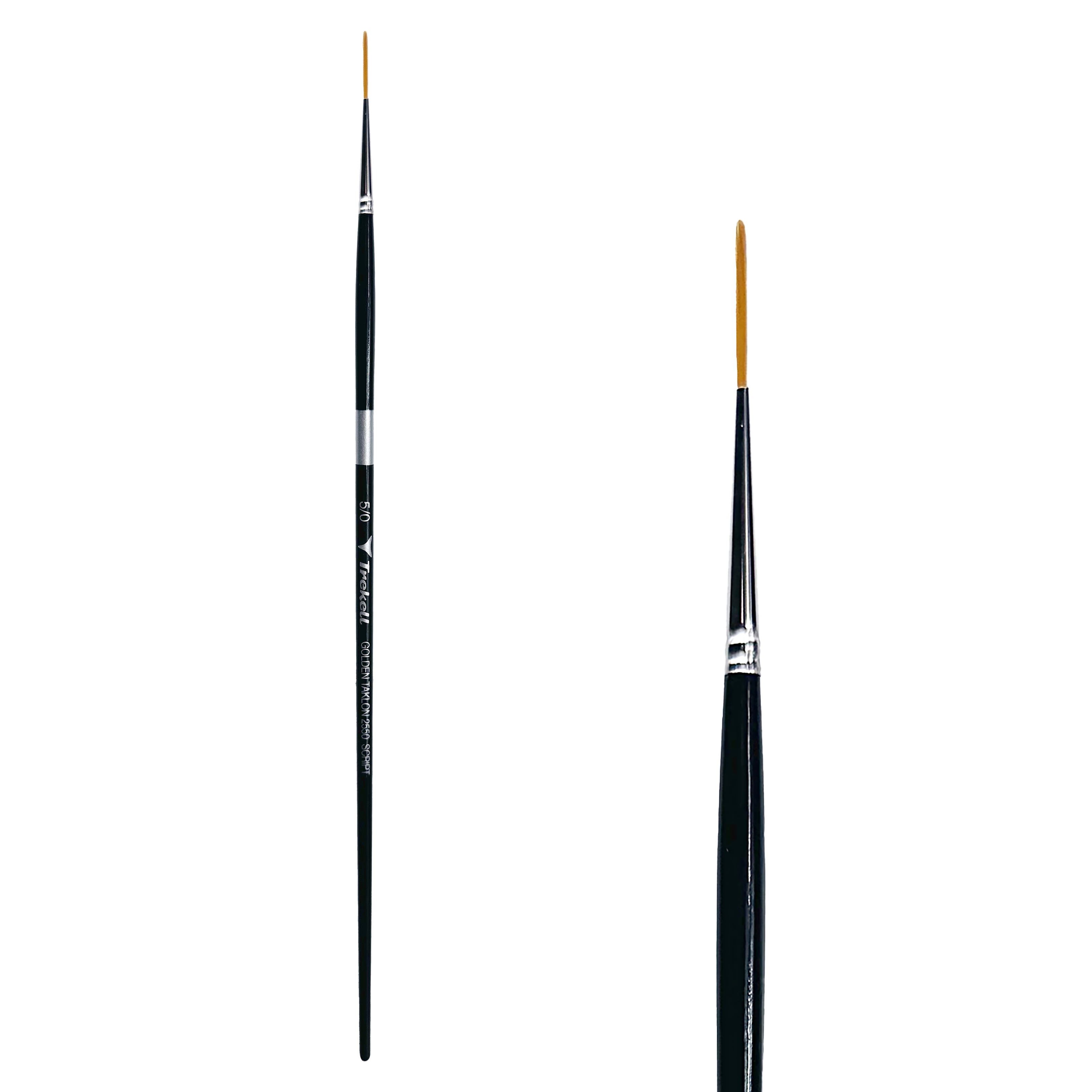 Trekell Golden Taklon #5/0 Script/Rigger Brush -  Long Handle Trekell Art Supplies