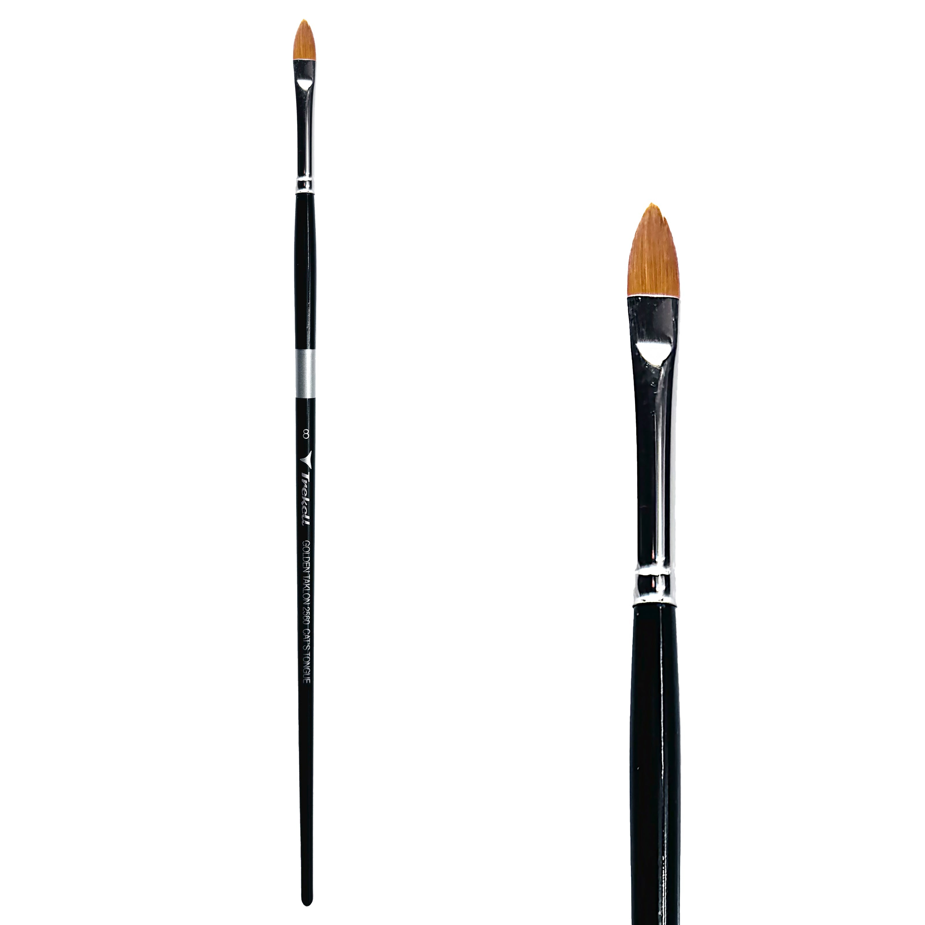 Trekell Golden Taklon #8 Cat's Tongue Brush -  Long Handle Trekell Art Supplies