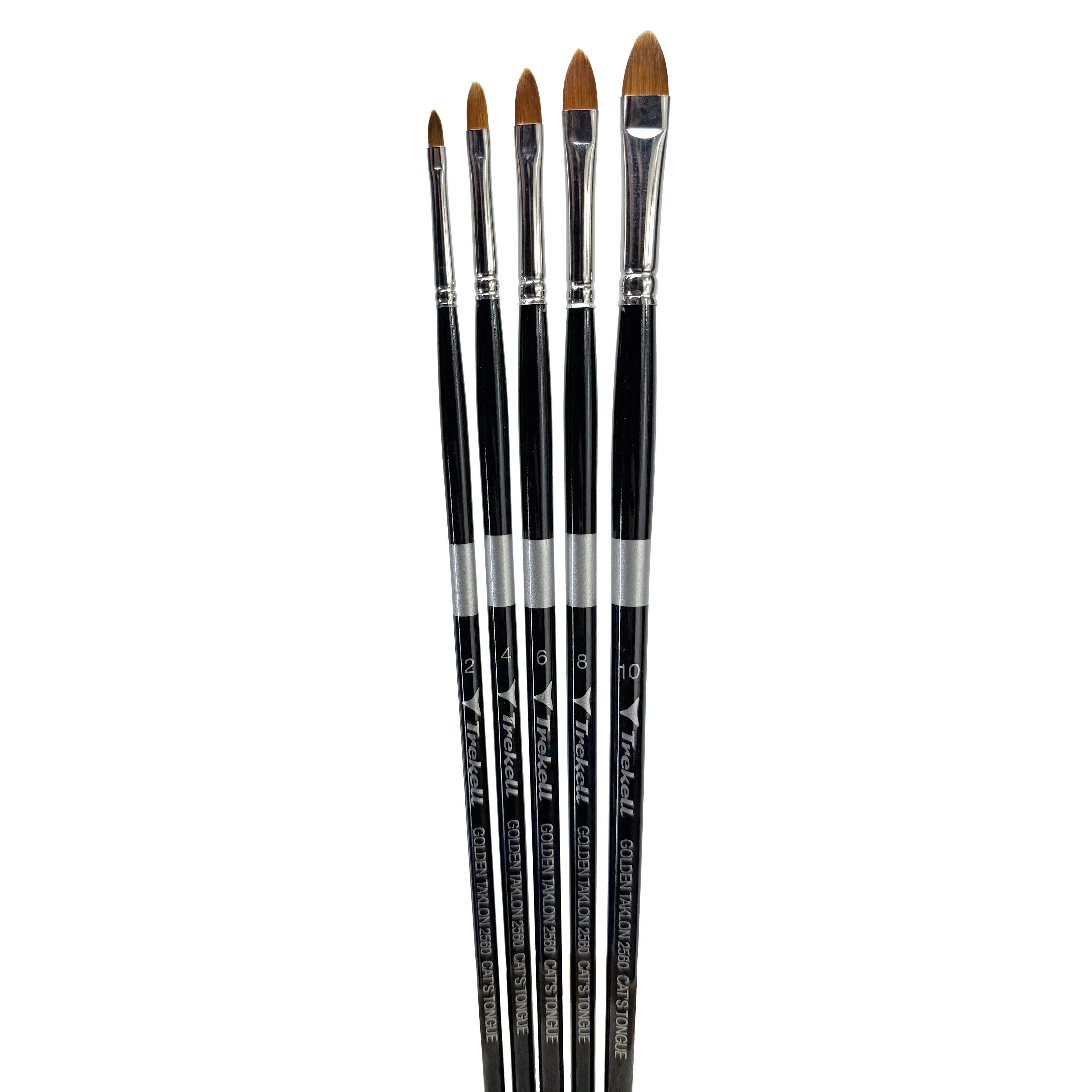 Trekell Golden Taklon Complete Cat's Tongue Brush Set - Long Handle Trekell Art Supplies
