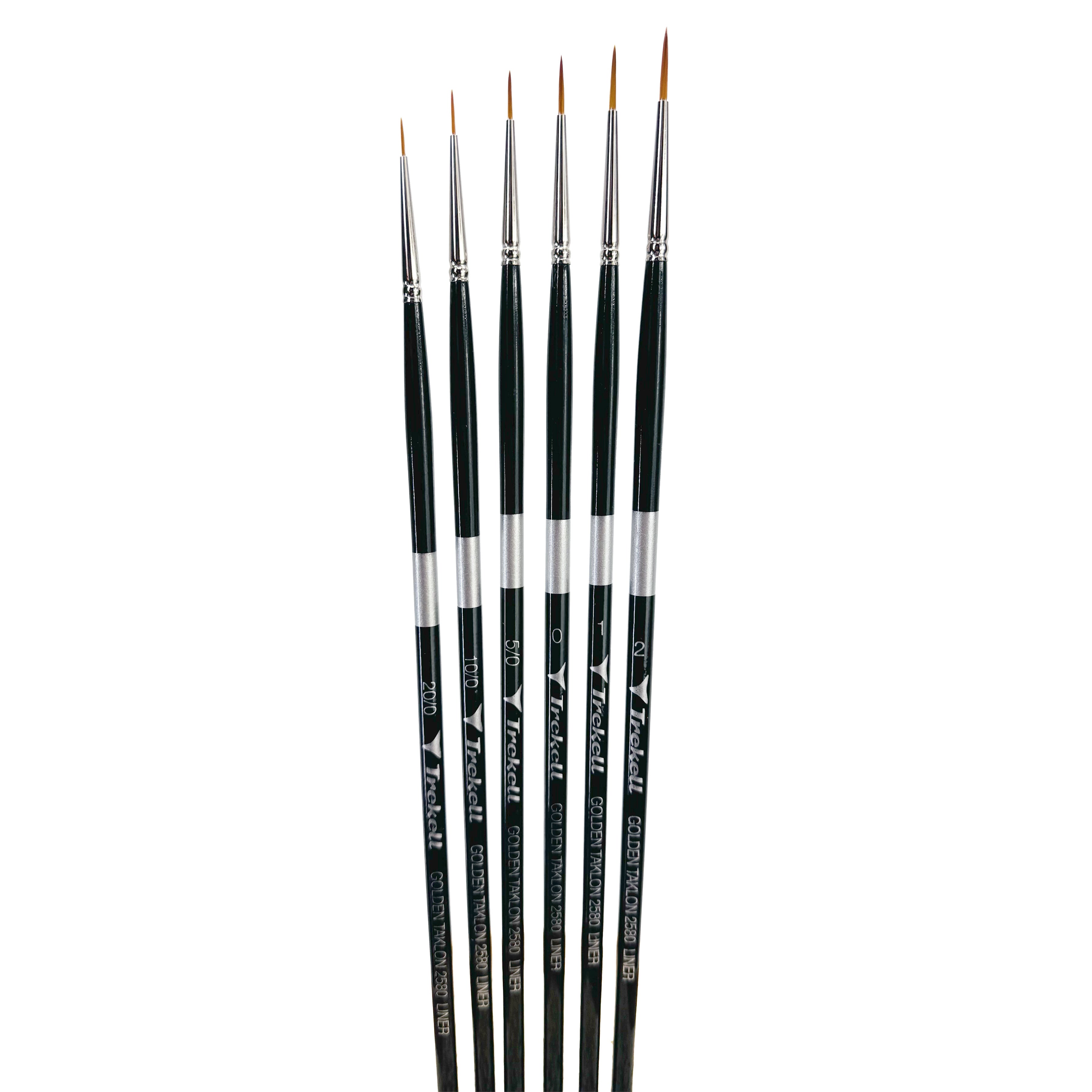 Trekell Golden Taklon Complete Liner Brush Set - Long Handle Trekell Art Supplies