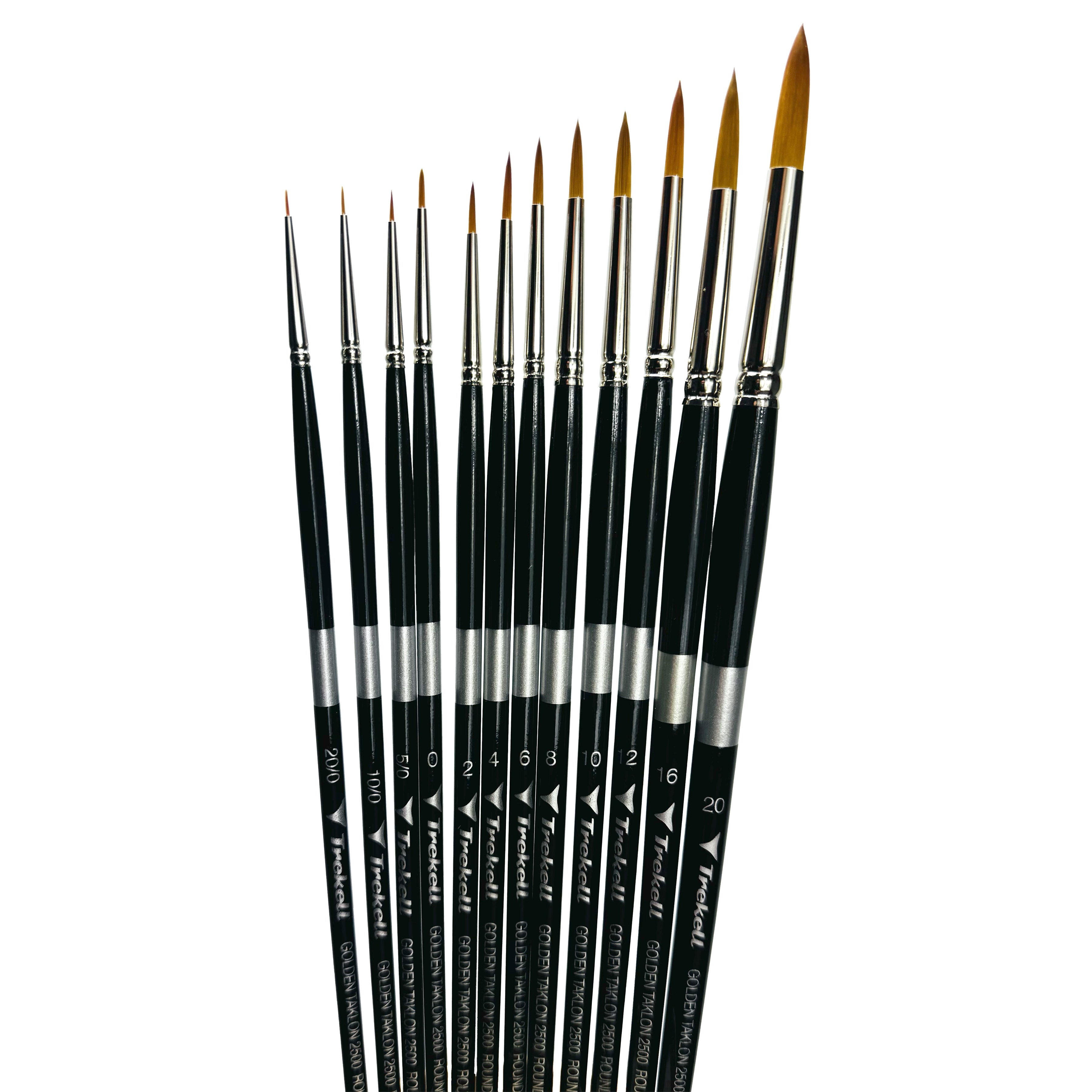 Trekell Golden Taklon Complete Round Brush Set - Long Handle Trekell Art Supplies