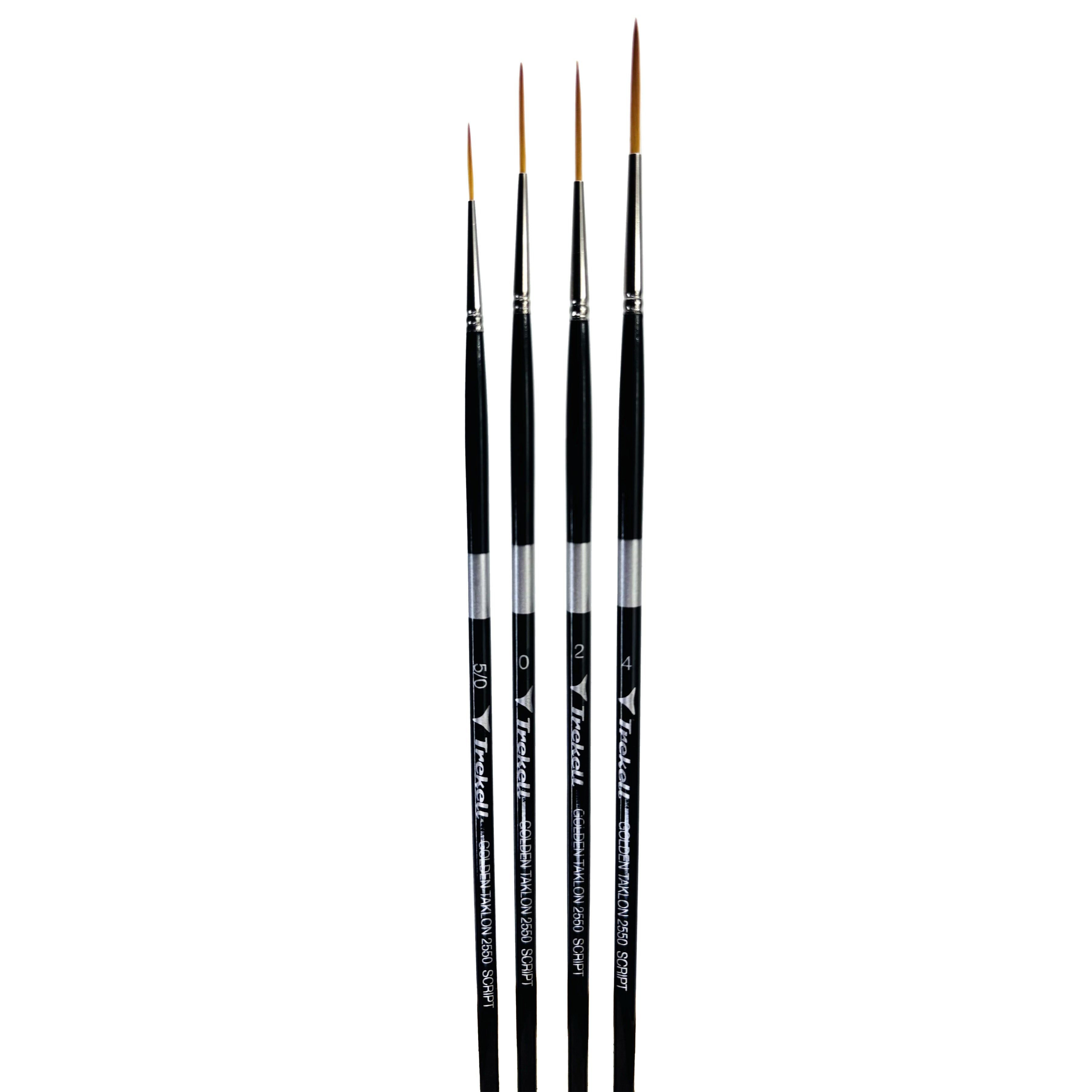 Trekell Golden Taklon Complete Script/Rigger Brush Set - Long Handle Trekell Art Supplies