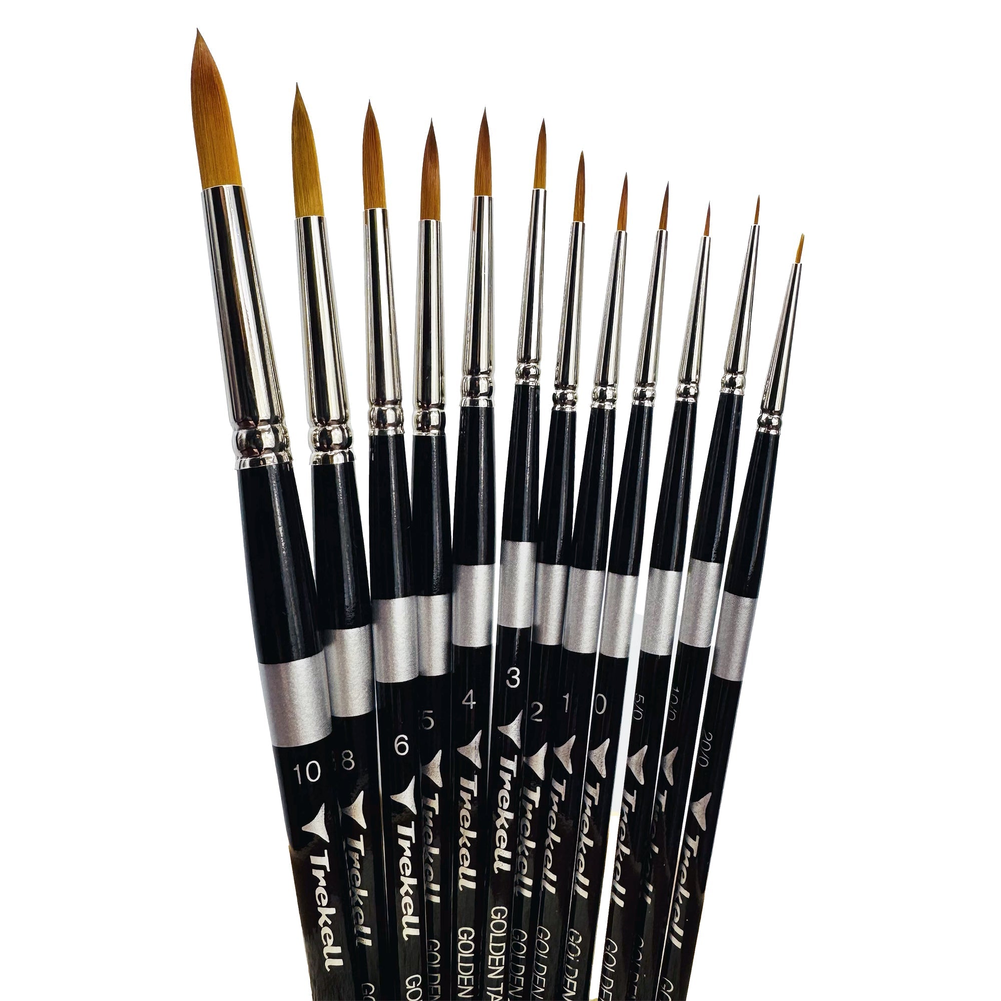 Trekell Golden Taklon Complete Round Brush Set - Short Handle Trekell Art Supplies