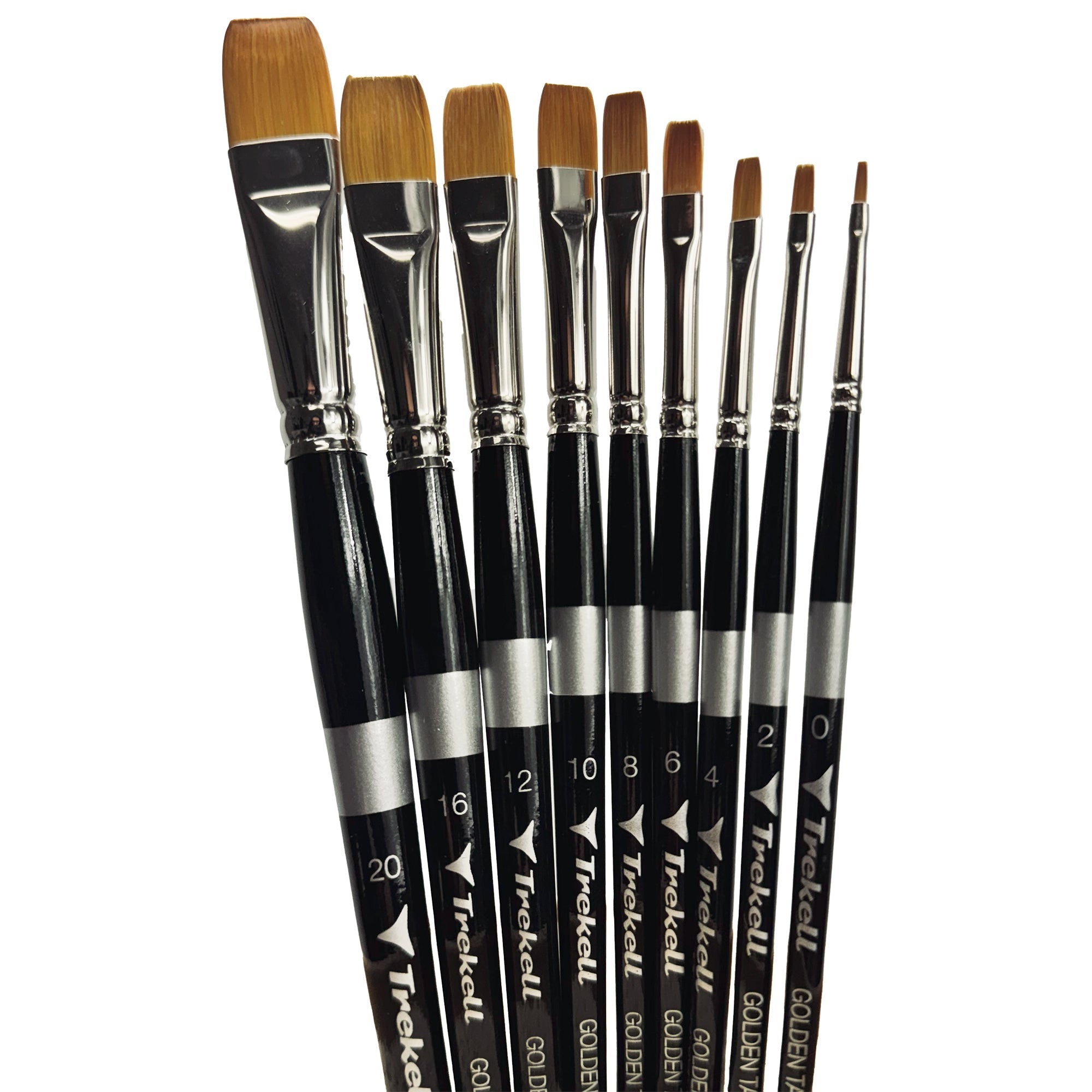 Trekell Golden Taklon Complete Bright Brush Set - Short Handle Trekell Art Supplies