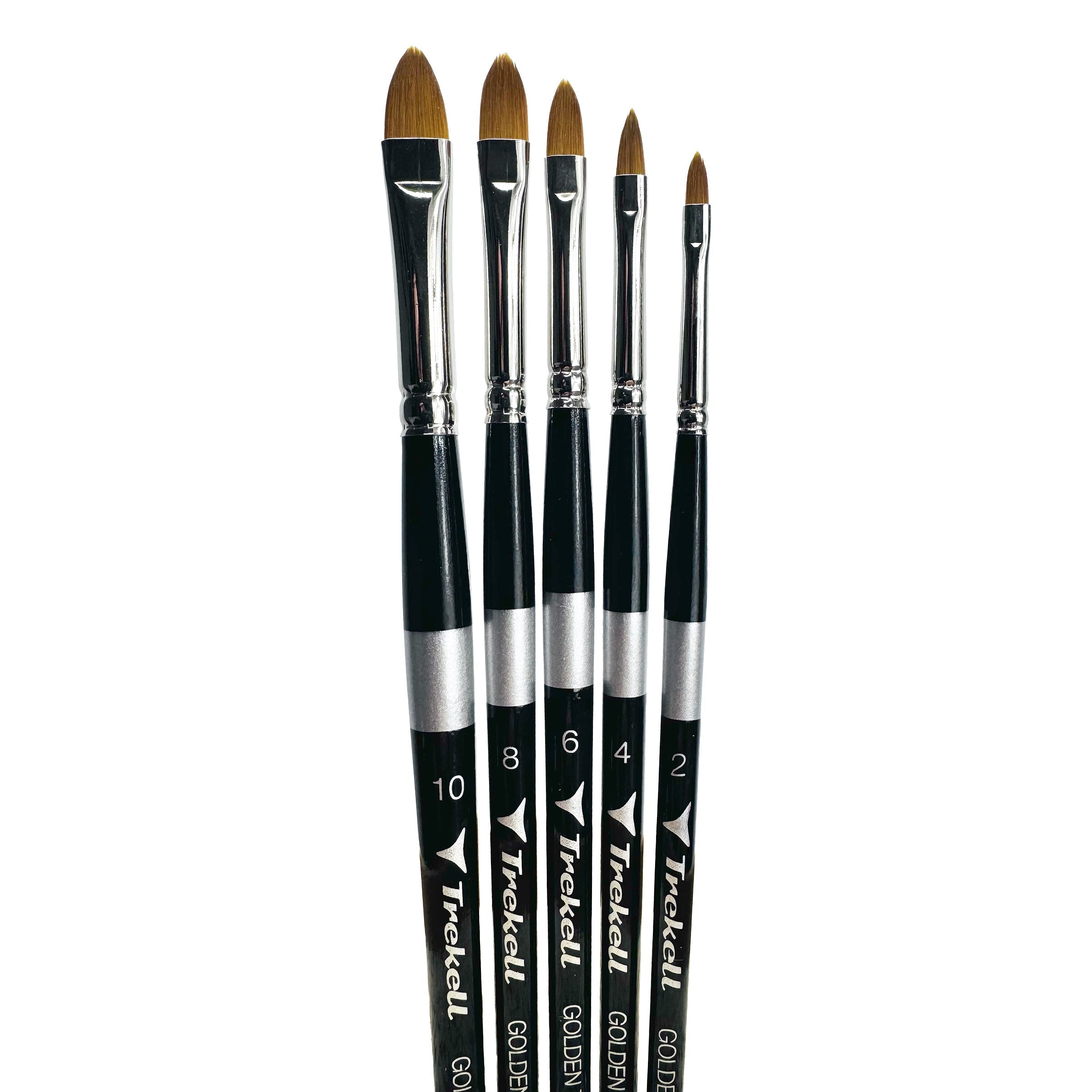 Trekell Golden Taklon Complete Cat's Tongue Brush Set - Short Handle Trekell Art Supplies