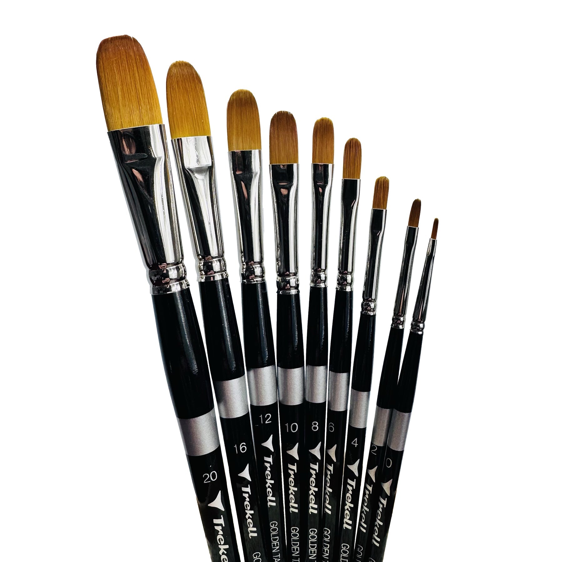 Trekell Golden Taklon Complete Filbert Brush Set - Short Handle Trekell Art Supplies