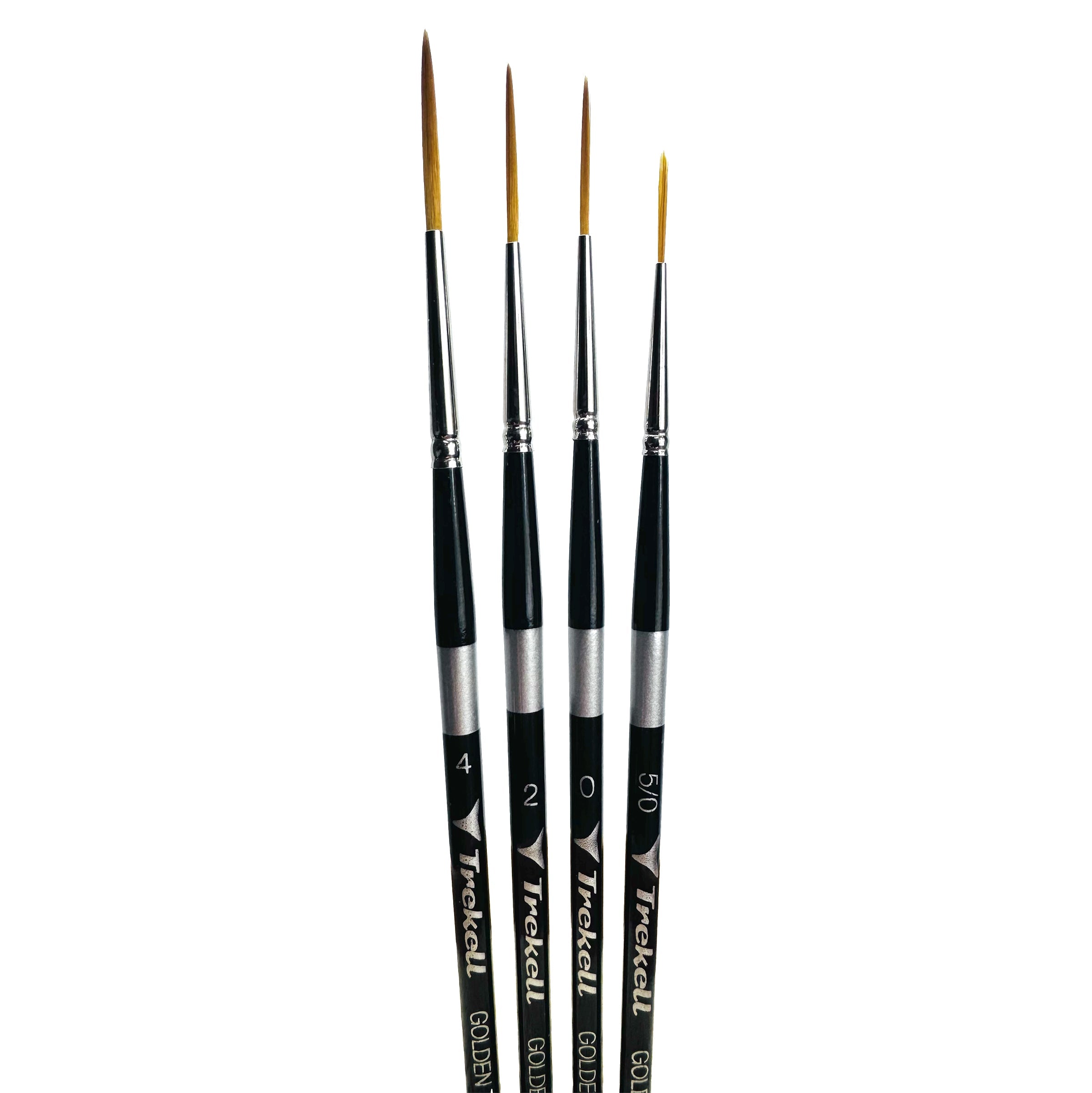 Trekell Golden Taklon Complete Script/Rigger Brush Set - Short Handle Trekell Art Supplies