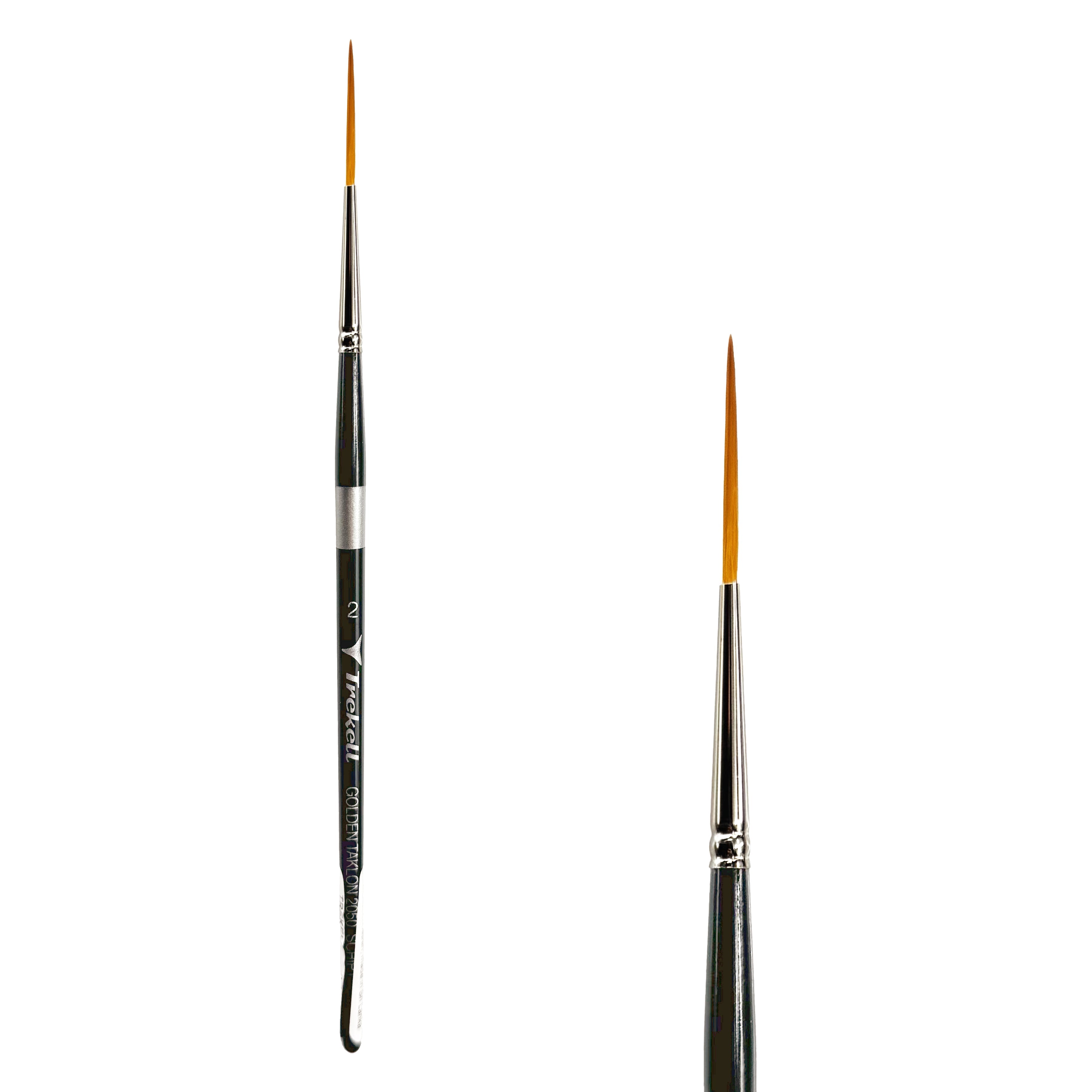 Trekell Golden Taklon #2 Script/Rigger Brush -  Short Handle Trekell Art Supplies