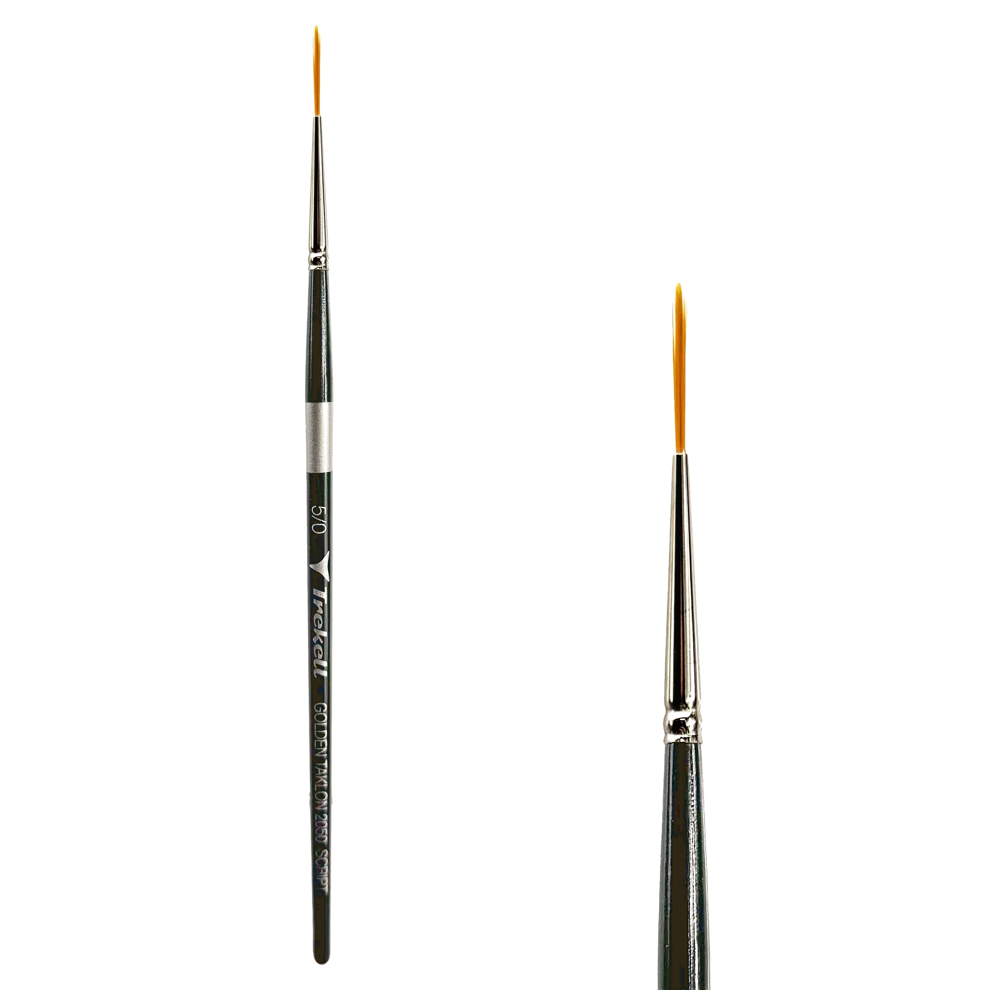 Trekell Golden Taklon #5/0 Script/Rigger Brush -  Short Handle Trekell Art Supplies