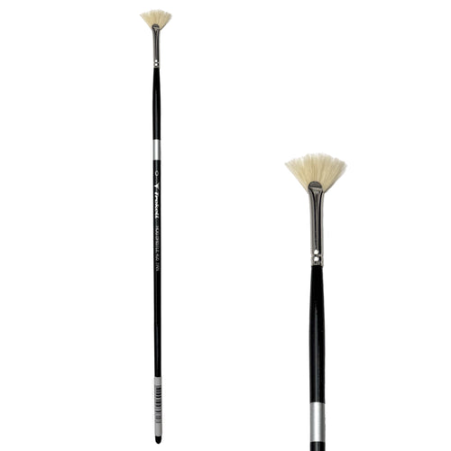 Trekell Hog Bristle Long Handle Artist Brush - Size #0 Fan Trekell Art Supplies