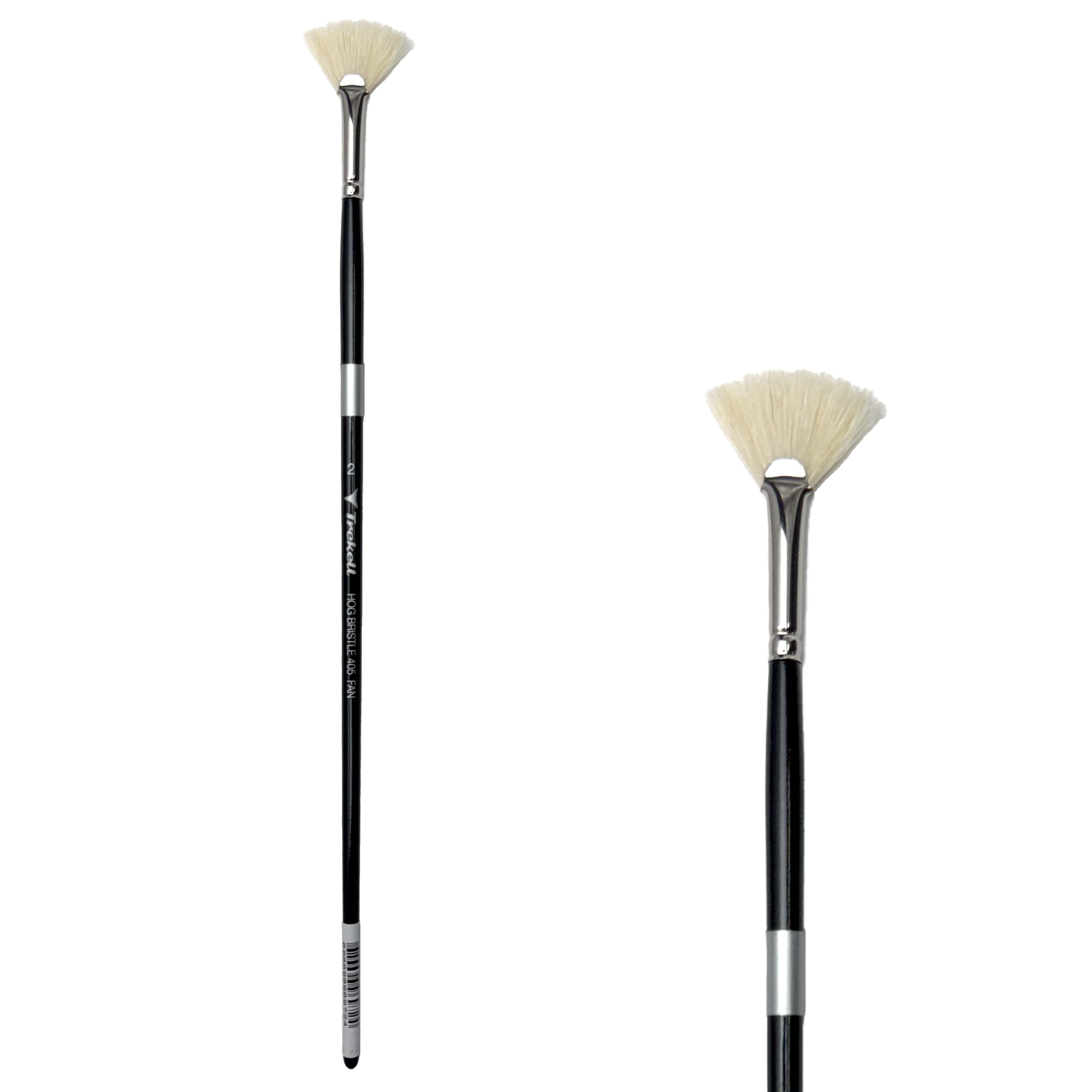 Trekell Hog Bristle Long Handle Artist Brush - Size #2 Fan Trekell Art Supplies