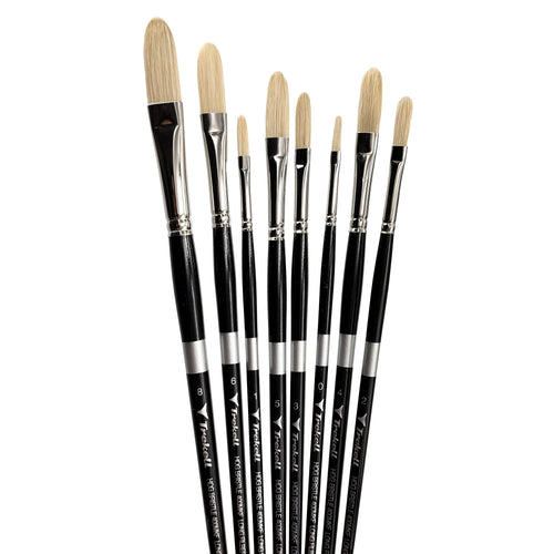 Trekell Hog Bristle Long Handle Artist Brush - Complete Set - Long Filbert Trekell Art Supplies