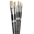 Trekell Hog Bristle Long Handle Artist Brush - Complete Set - Long Flat Trekell Art Supplies