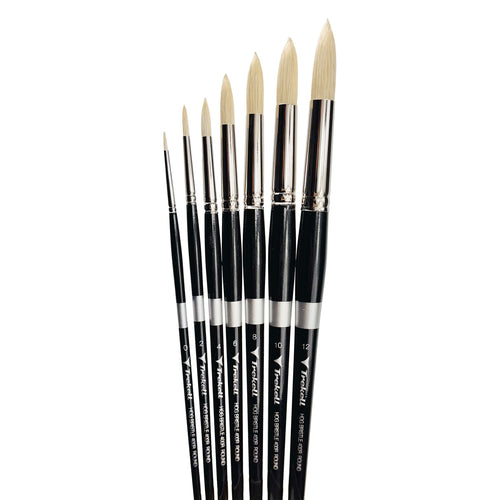 Trekell Hog Bristle Complete Round Brush Set - Long Handle Trekell Art Supplies
