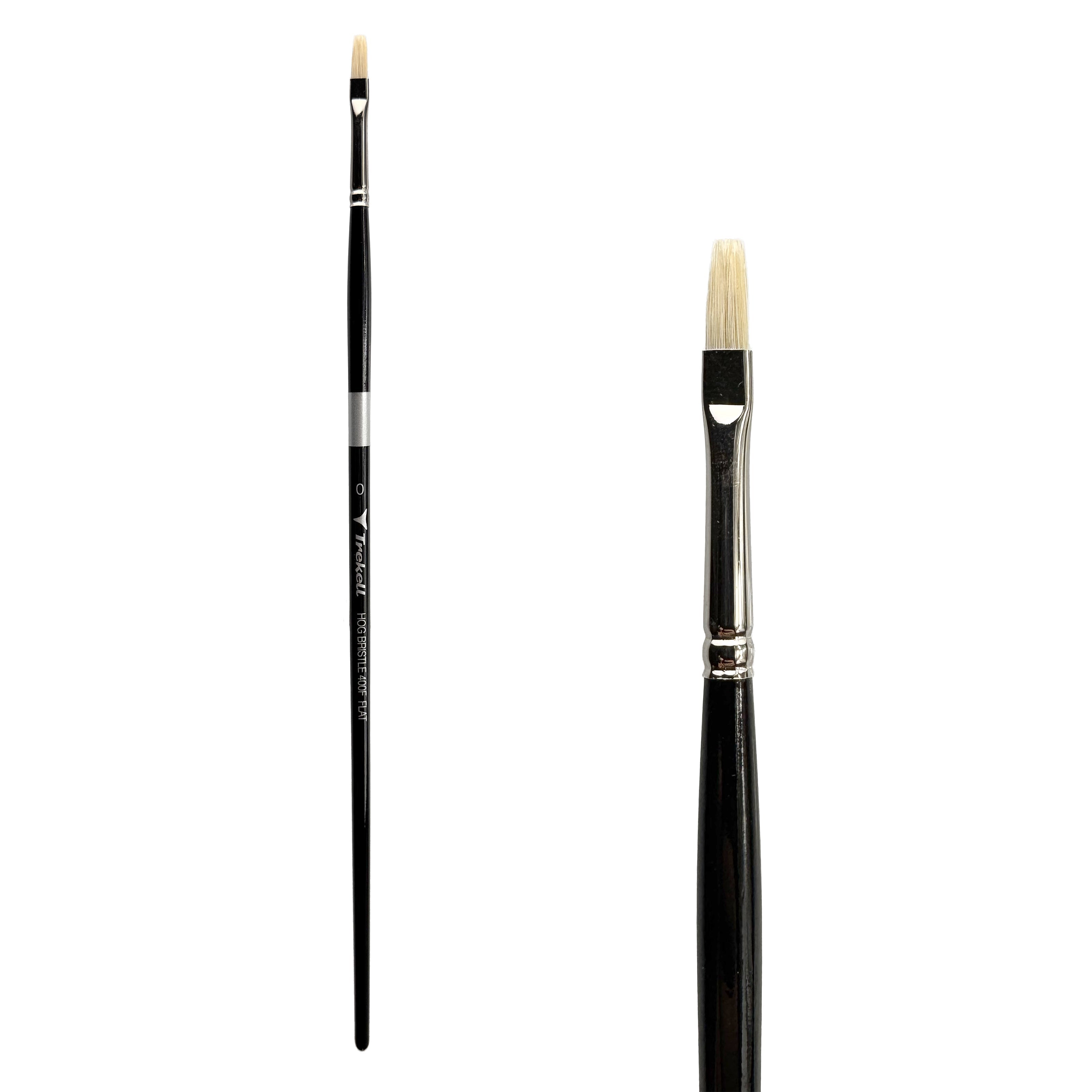 Trekell Hog Bristle Long Handle Artist Brush - Size #0 Flat Trekell Art Supplies