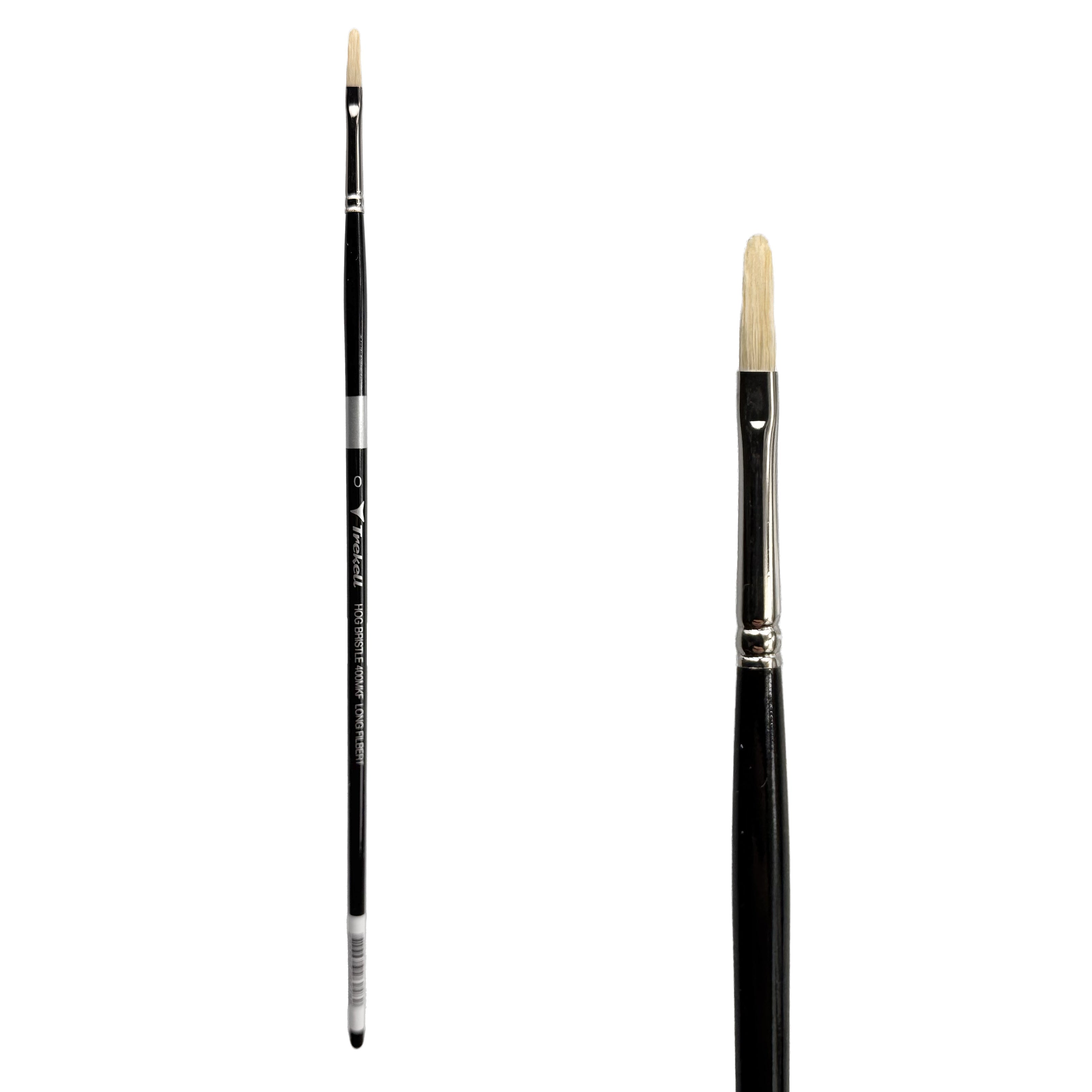 Trekell Hog Bristle Long Handle Artist Brush - Size #0 Long Filbert Trekell Art Supplies