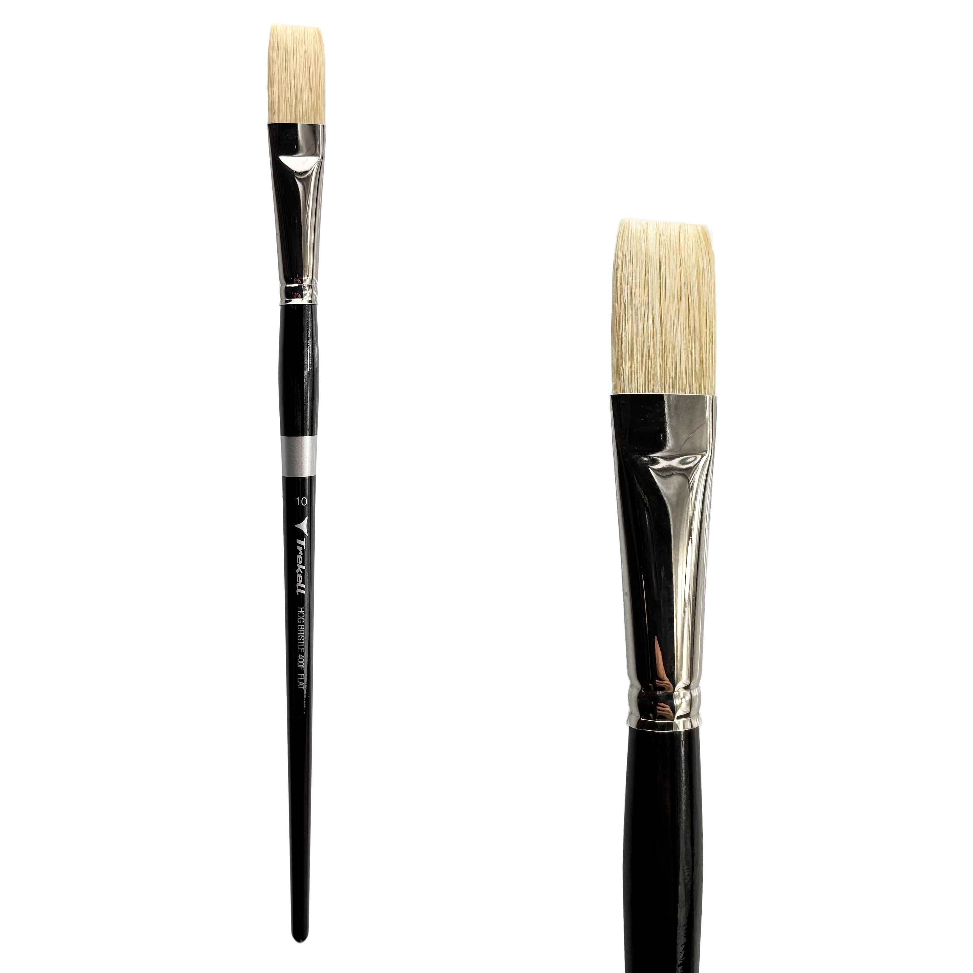 Trekell Hog Bristle Long Handle Artist Brush - Size #10 Flat Trekell Art Supplies