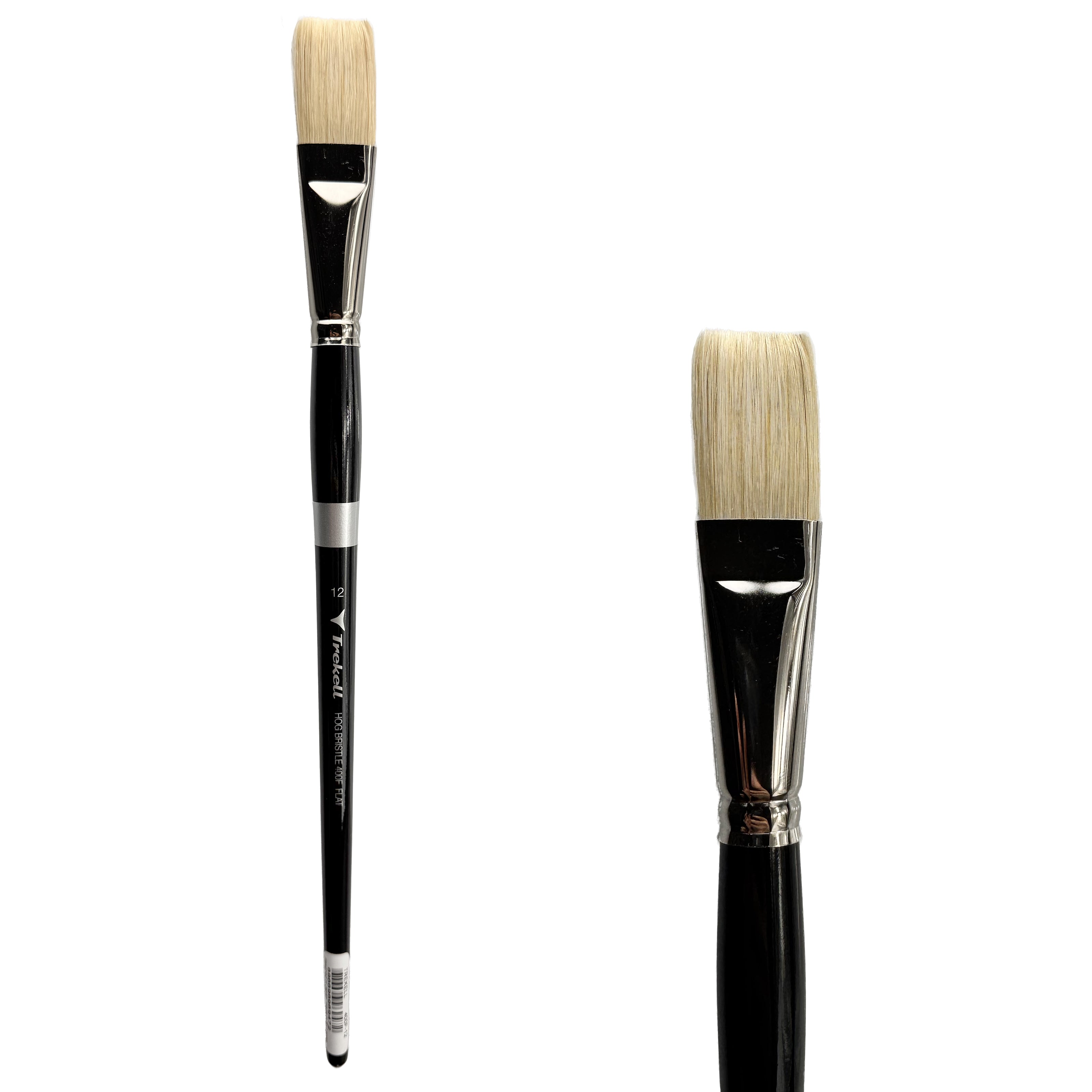 Trekell Hog Bristle Long Handle Artist Brush - Size #12 Flat Trekell Art Supplies