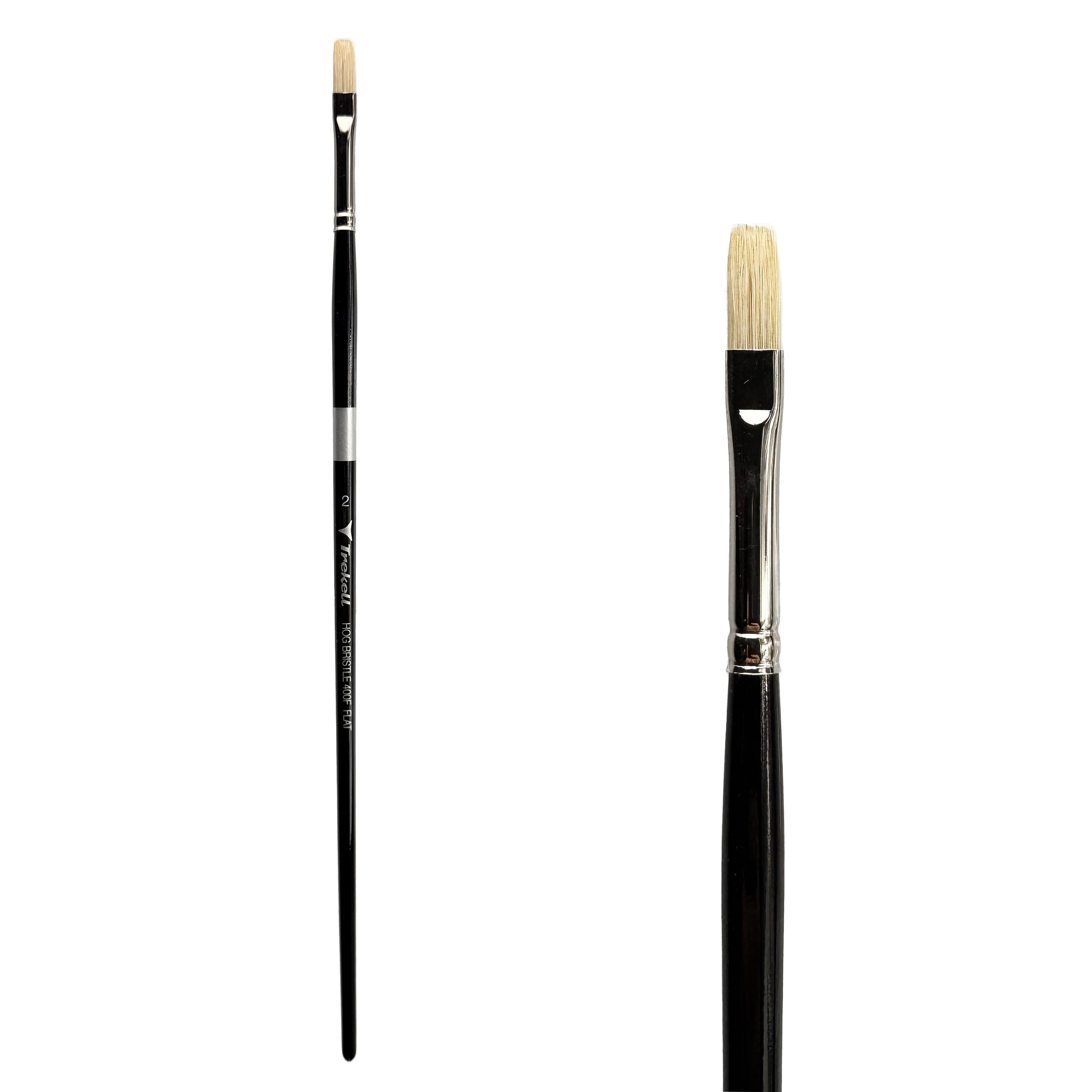 Trekell Hog Bristle Long Handle Artist Brush - Size #2 Flat Trekell Art Supplies