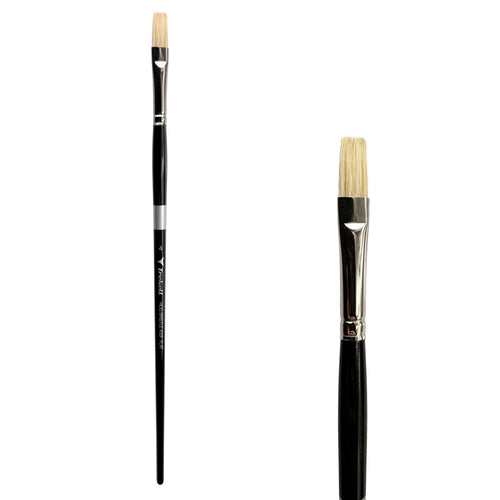Trekell Hog Bristle Long Handle Artist Brush - Size #4 Flat Trekell Art Supplies