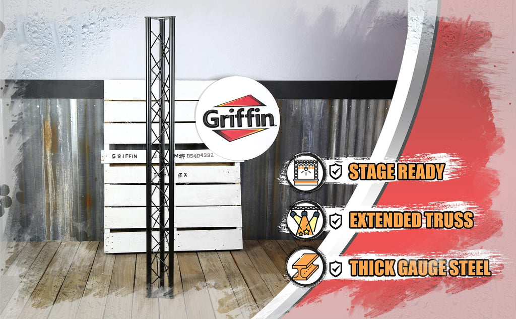 Triangle Truss Segment Extension by GRIFFIN | 5Ft Extra Trussing Section for DJ Booth Lighting System Stand | Mount Light Cans & Sound Effects for Pro Audio Equipment Gear | Parties, Live Gigs & Stage GeekStands.com