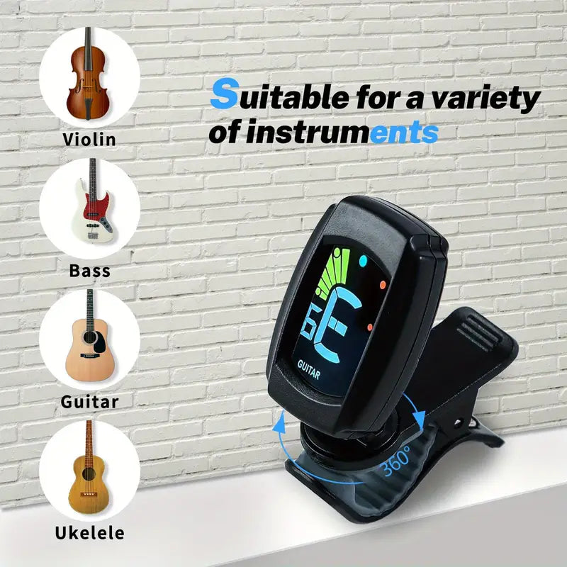 Guitar Tuner Clip on-Accurate Chromatic; Acoustic Guitar Bass Violin Ukulele Tuner Doba