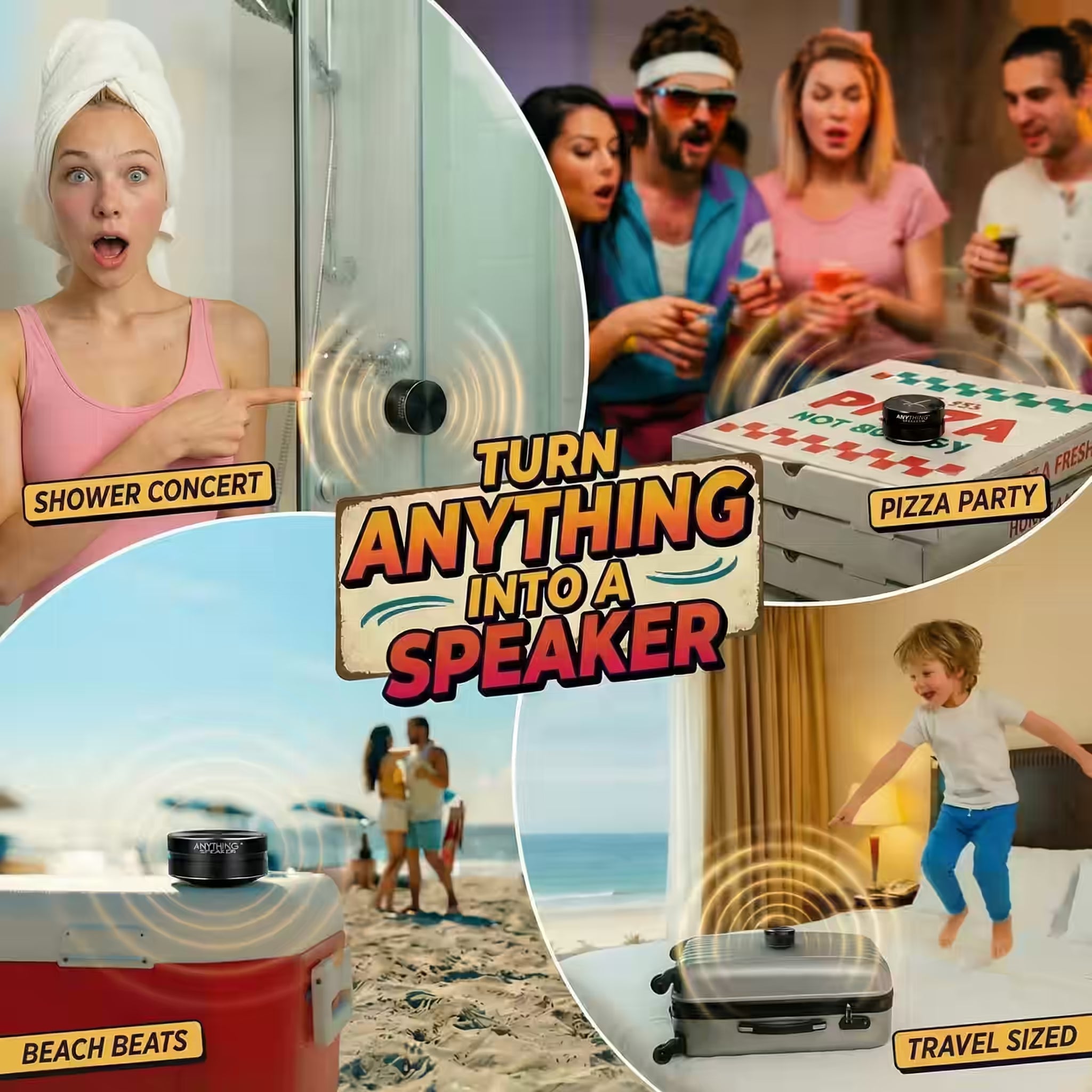 Turn Anything Into A Speaker! Bluetooth, Portable, Vibration-Powered Sound Anything Speaker